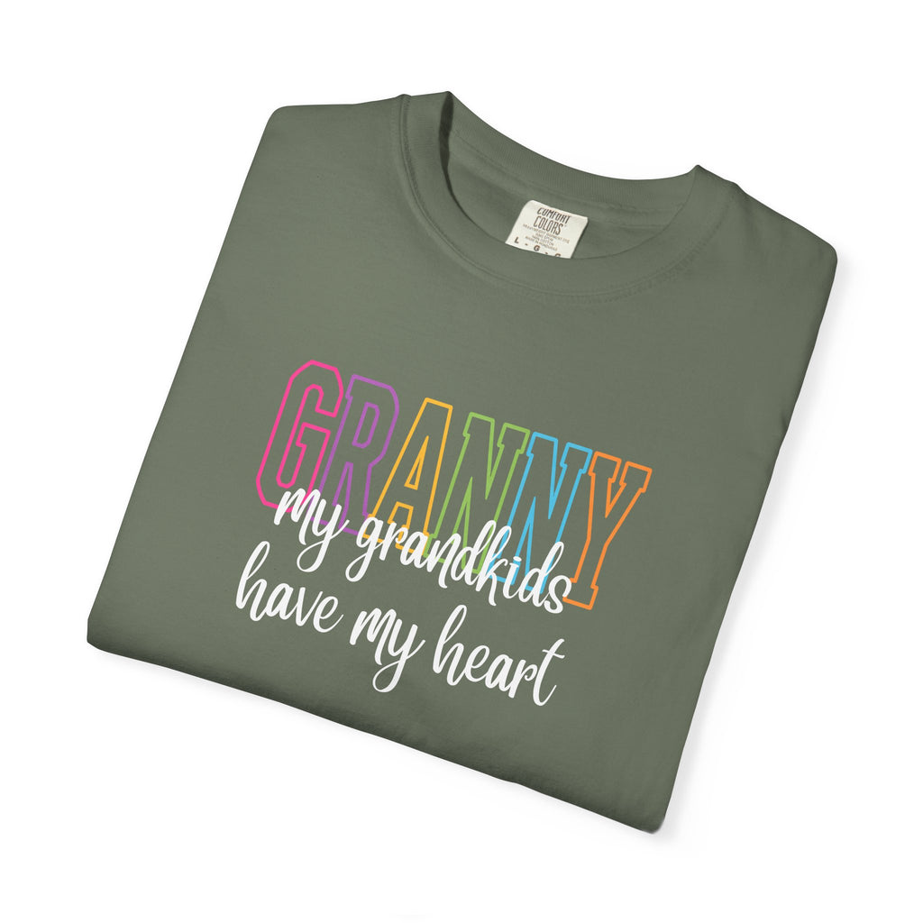 Grandma T-Shirt - "Grandma my grandkids have my heart" Soft Pastel Gift for Mothers & Grandparents