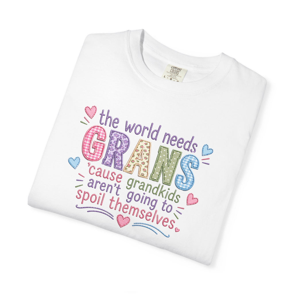 Grandparent T-Shirt - "The World Needs Grans" Cute Pastel Grandkids Gift Tee
