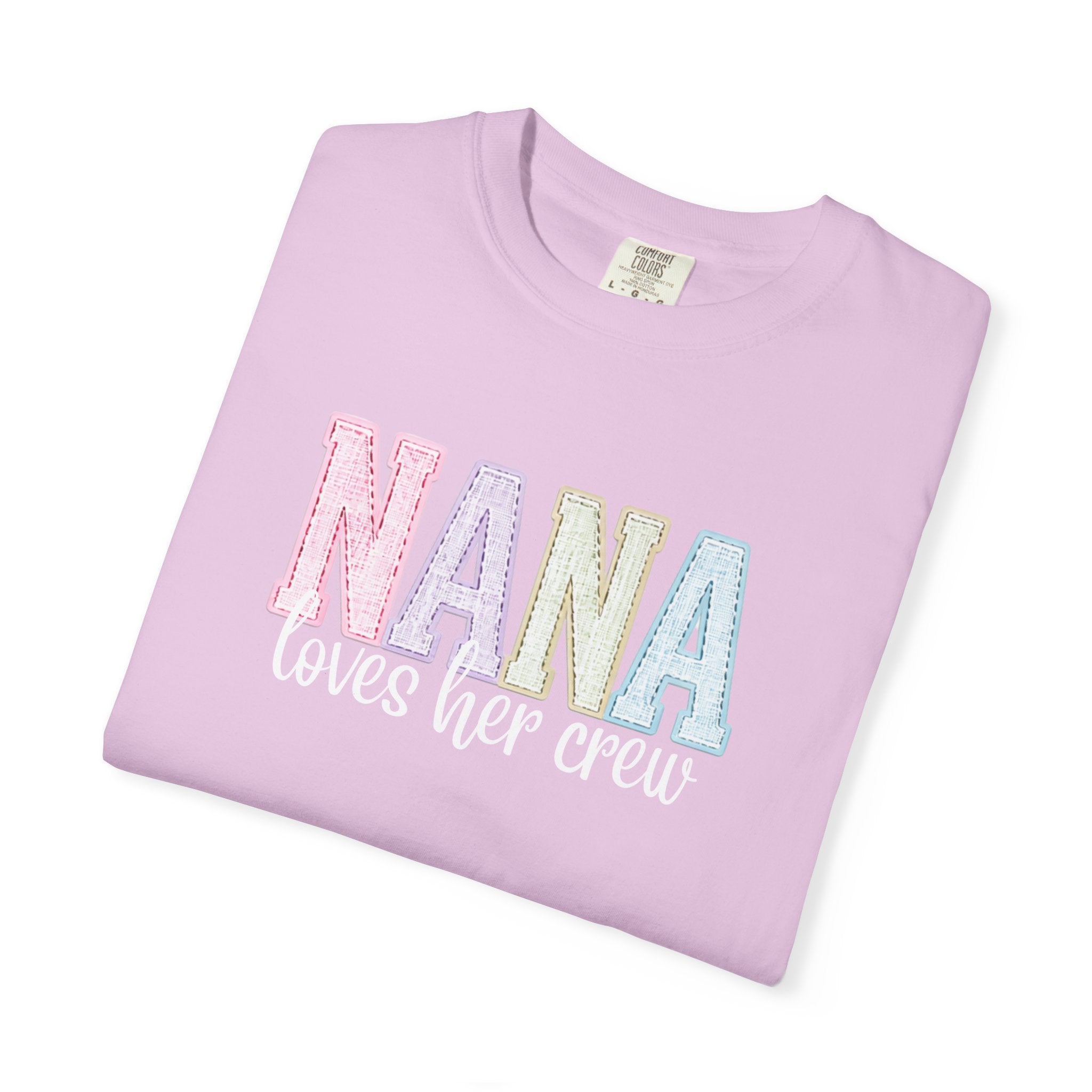 Nana Pastel Varsity T-Shirt — Soft Vintage Lettering Gift for Grandma (Mother's Day/Birthday)