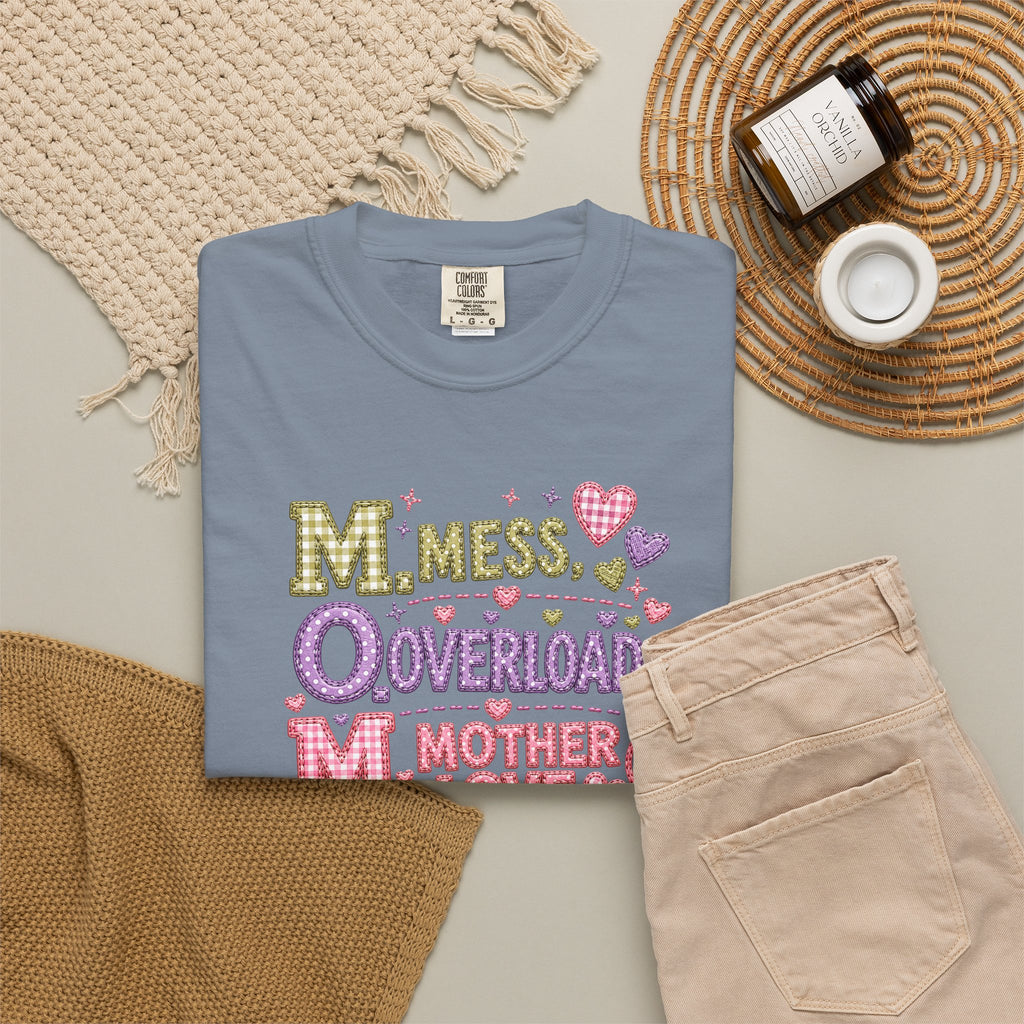 Mom Overload T-Shirt — "Mess, Overload, Mother Love" Cute Mom Graphic Tee