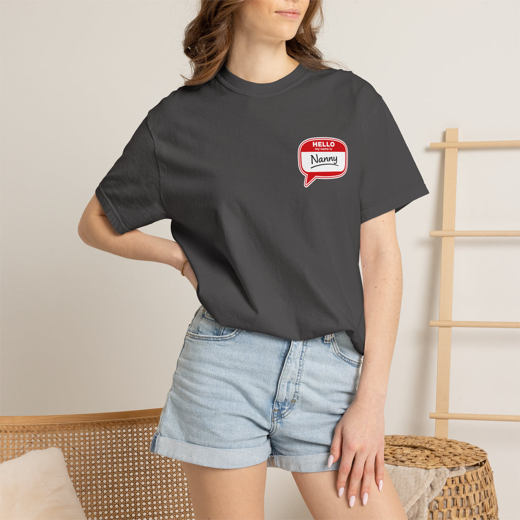Hello Nanny Pocket T-Shirt – Cute Name Tag Tee for Grandparents & Caregivers