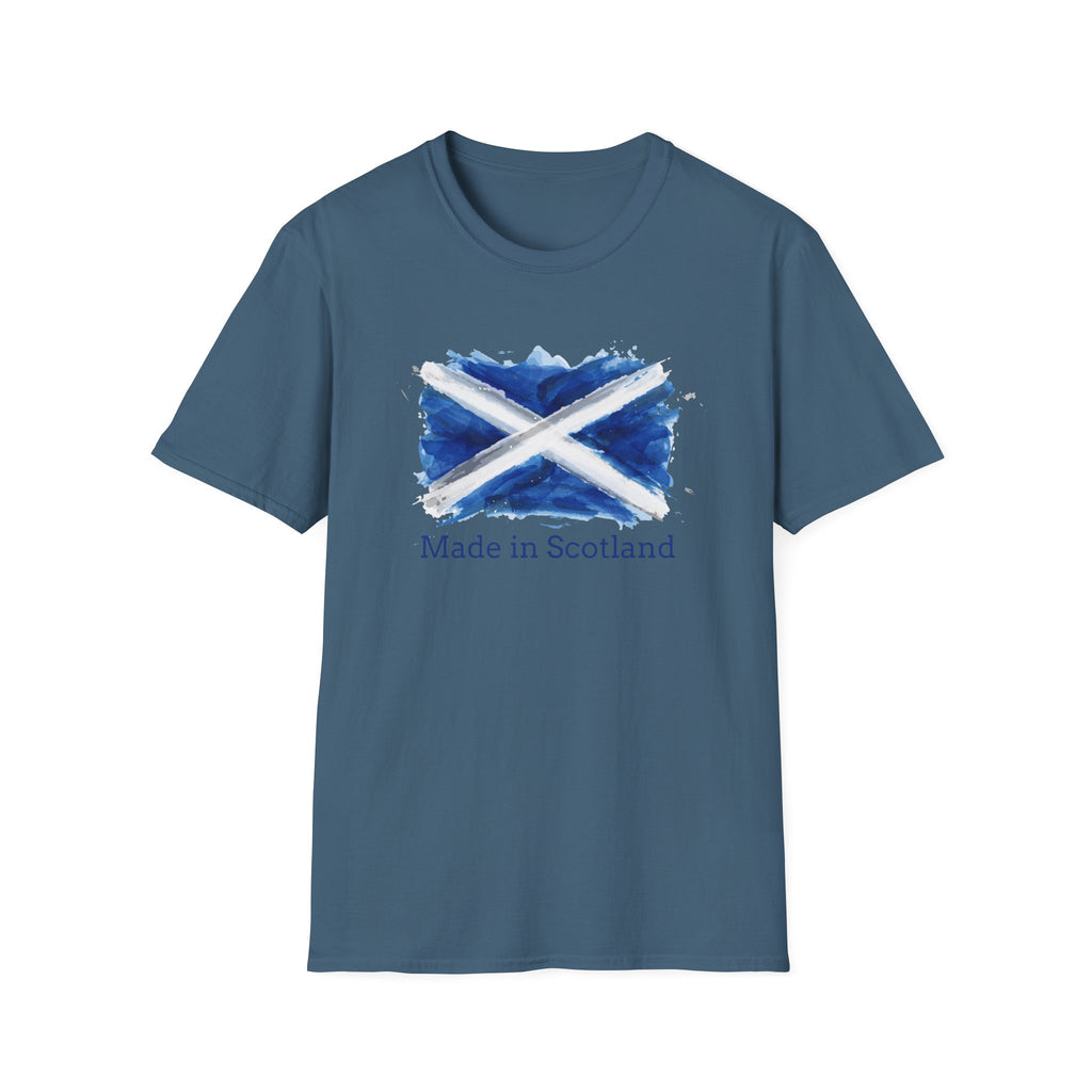 Made in Scotland T-Shirt — Watercolor Saltire Flag Tee