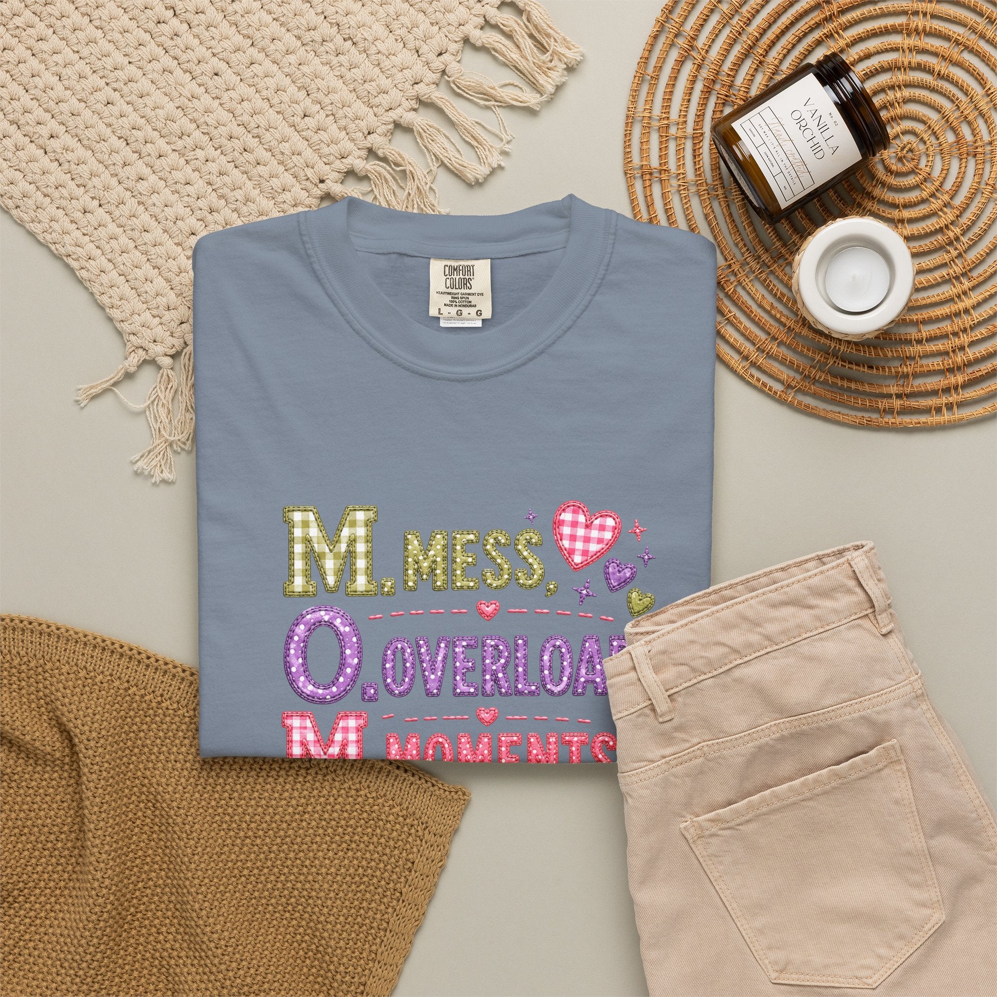 T-Shirt — 'M.O.M.: Mess, Overload, Moments' Playful Mother's Day Graphic Tee
