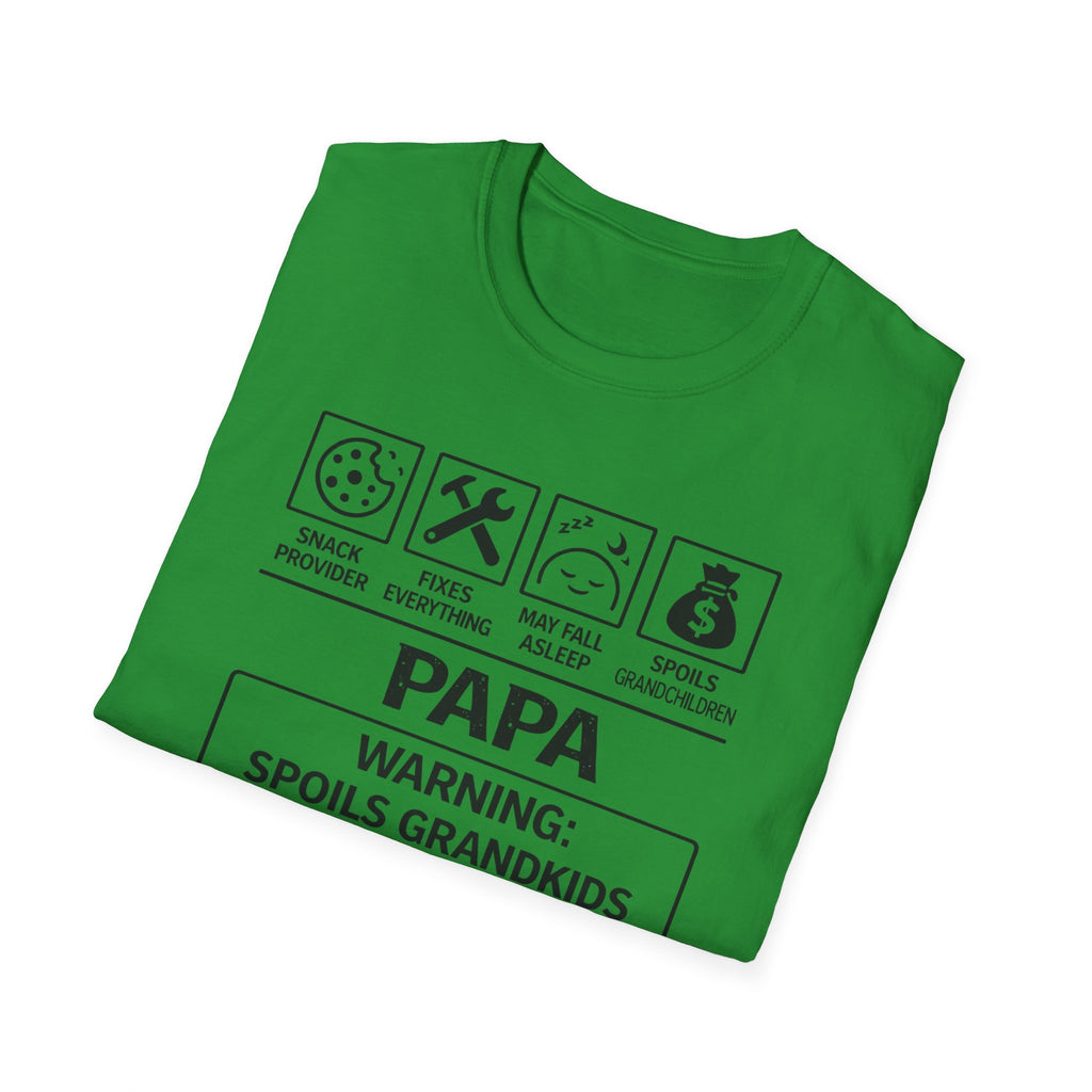 Papa Warning T-Shirt — Funny Grandpa Gift, 'Spoils Grandkids & Hands Out Biscuits' Tee