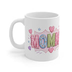 Pastel Quilted 'MOM' Mug — 11oz Ceramic Mother's Day Coffee Cup