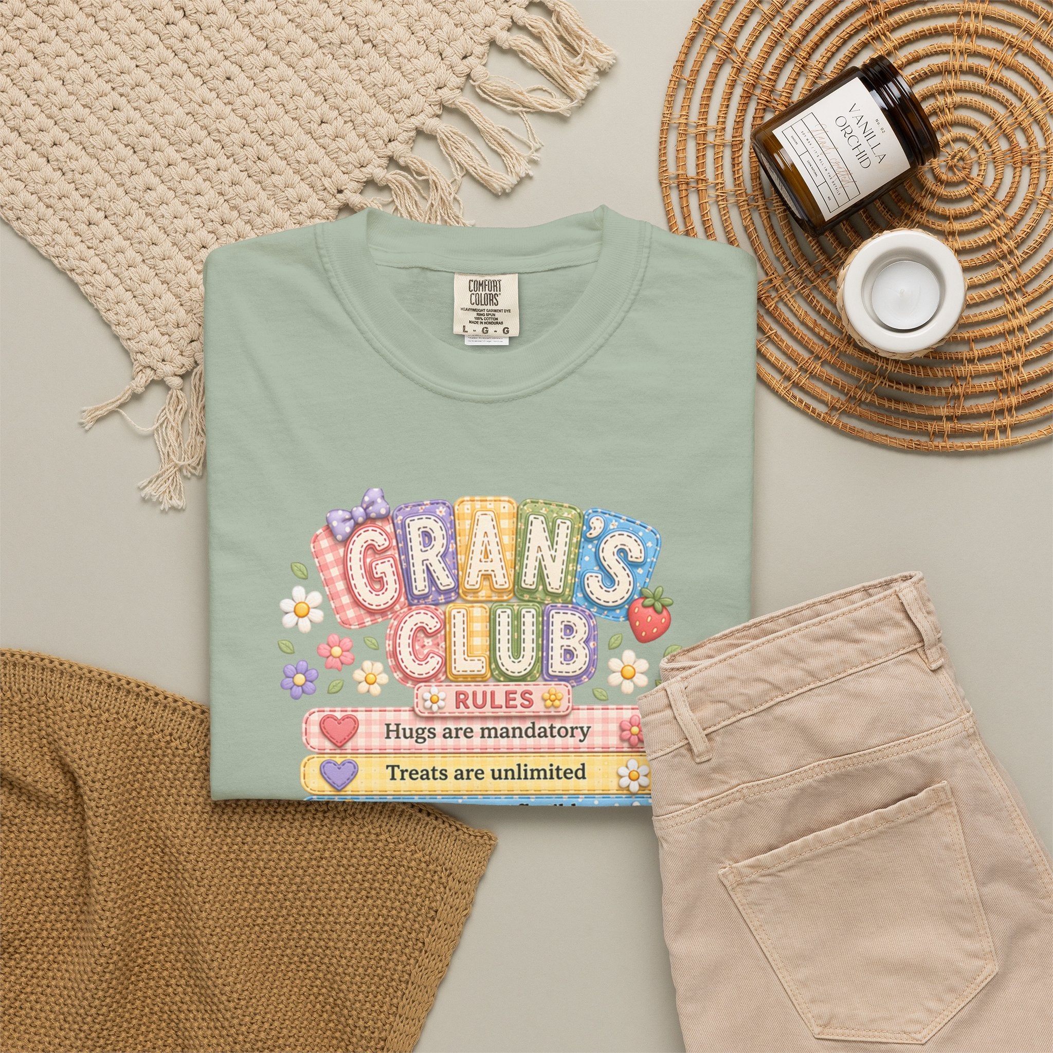 Grans Club Rules T-Shirt — Cute Floral Grandma Shirt, Funny Grandmother Gift for Mother's Day