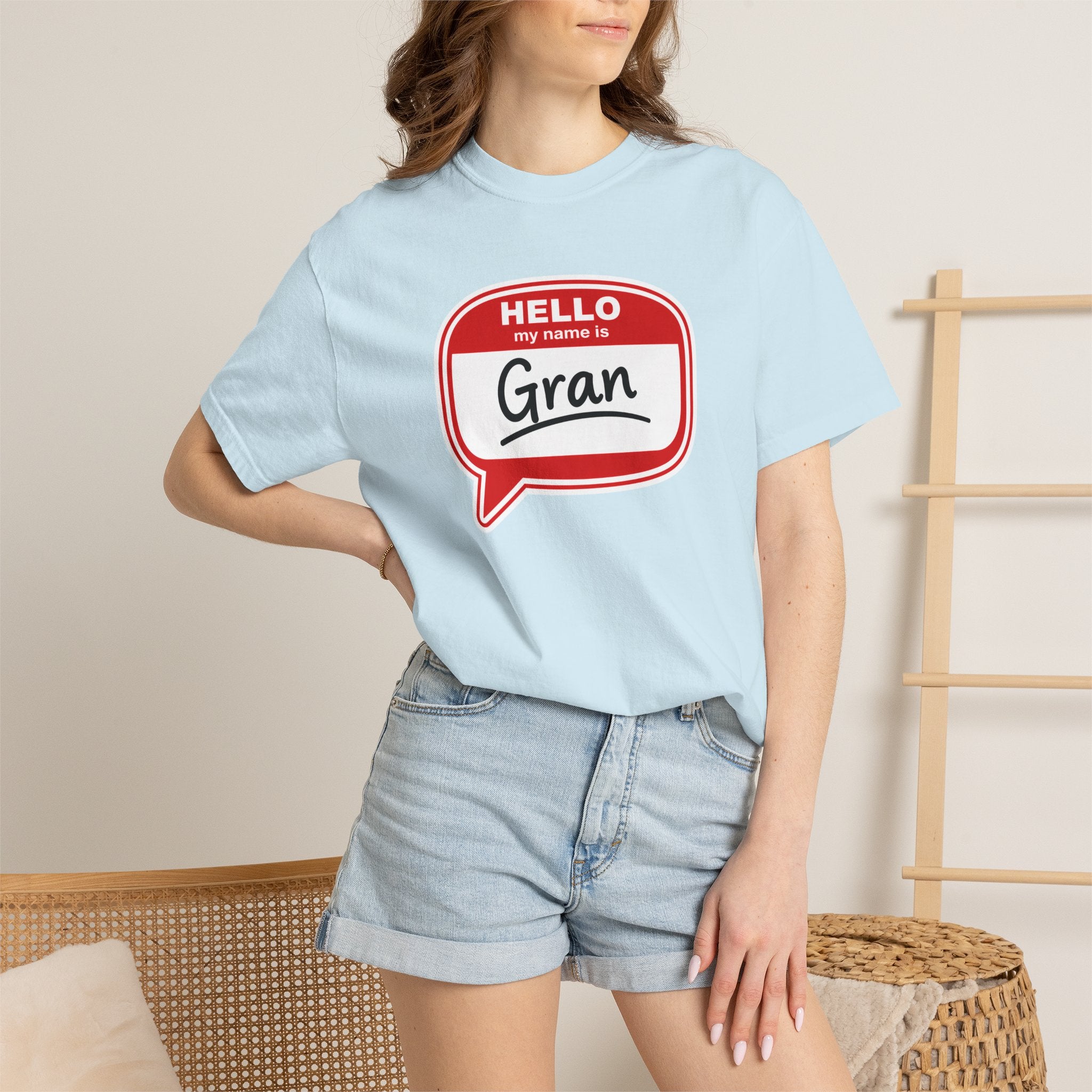 Hello My Name Is Gran T-Shirt – Funny Name Badge Tee for Grandmothers