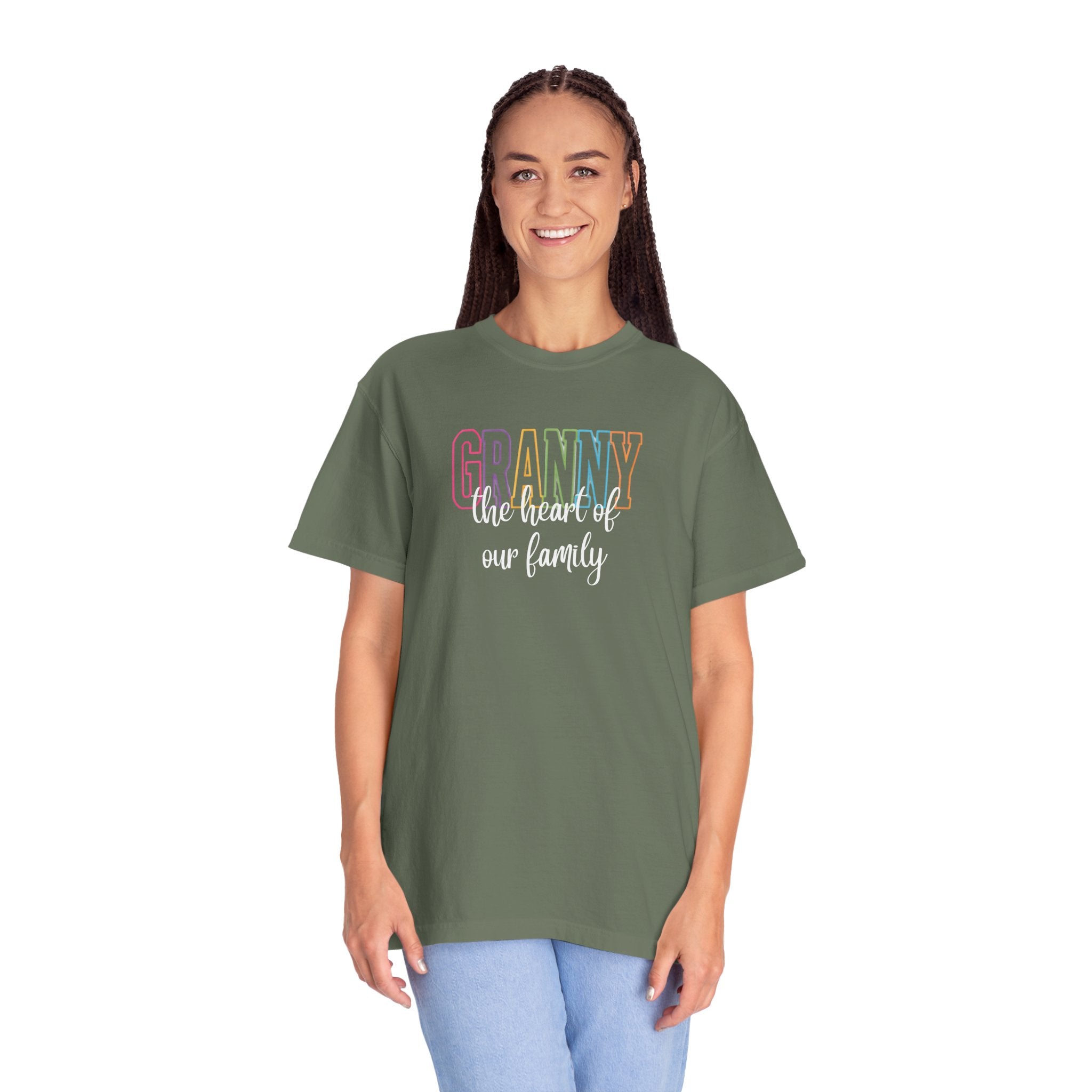 Grandma T-Shirt — "Grandma the Heart of Our Family" Pastel Comfort Tee