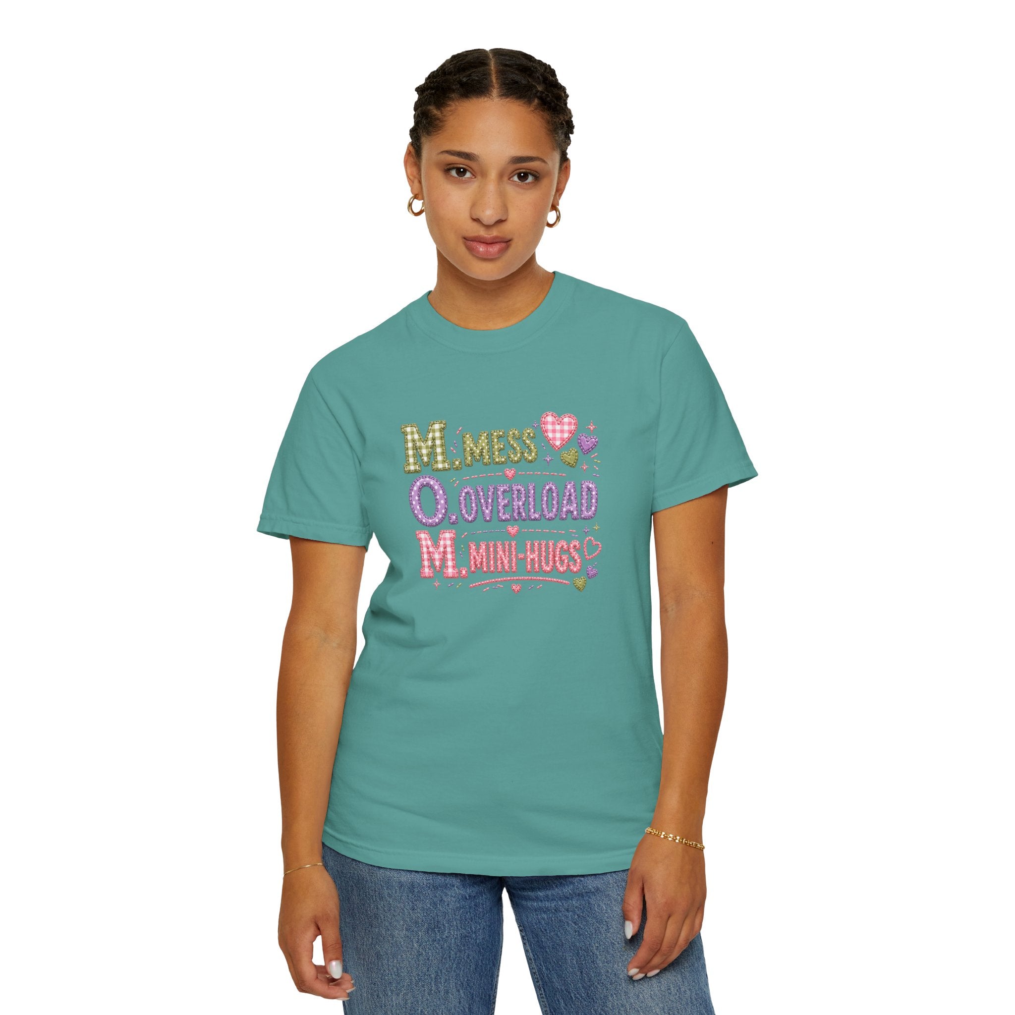 Mom Acronym Graphic T-Shirt — “M.O.M. Mess Overload Mini-Hugs” Cute Pastel Mothers Day Tee