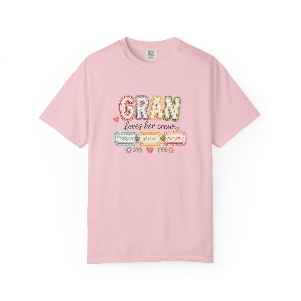 Gran Loves Her Crew T-Shirt — Personalized Grandma Family Names Tee