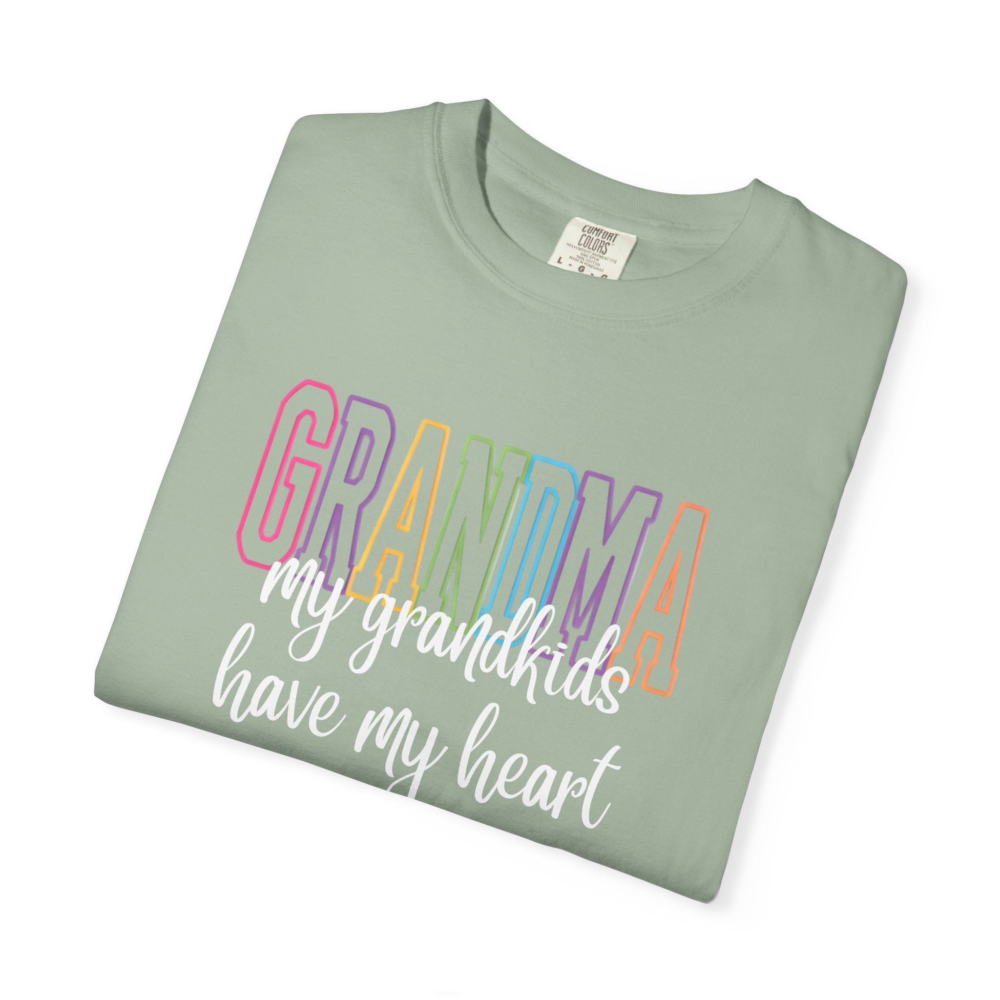 Grandma T-Shirt — "My Grandkids Have My Heart" Pastel Graphic Tee
