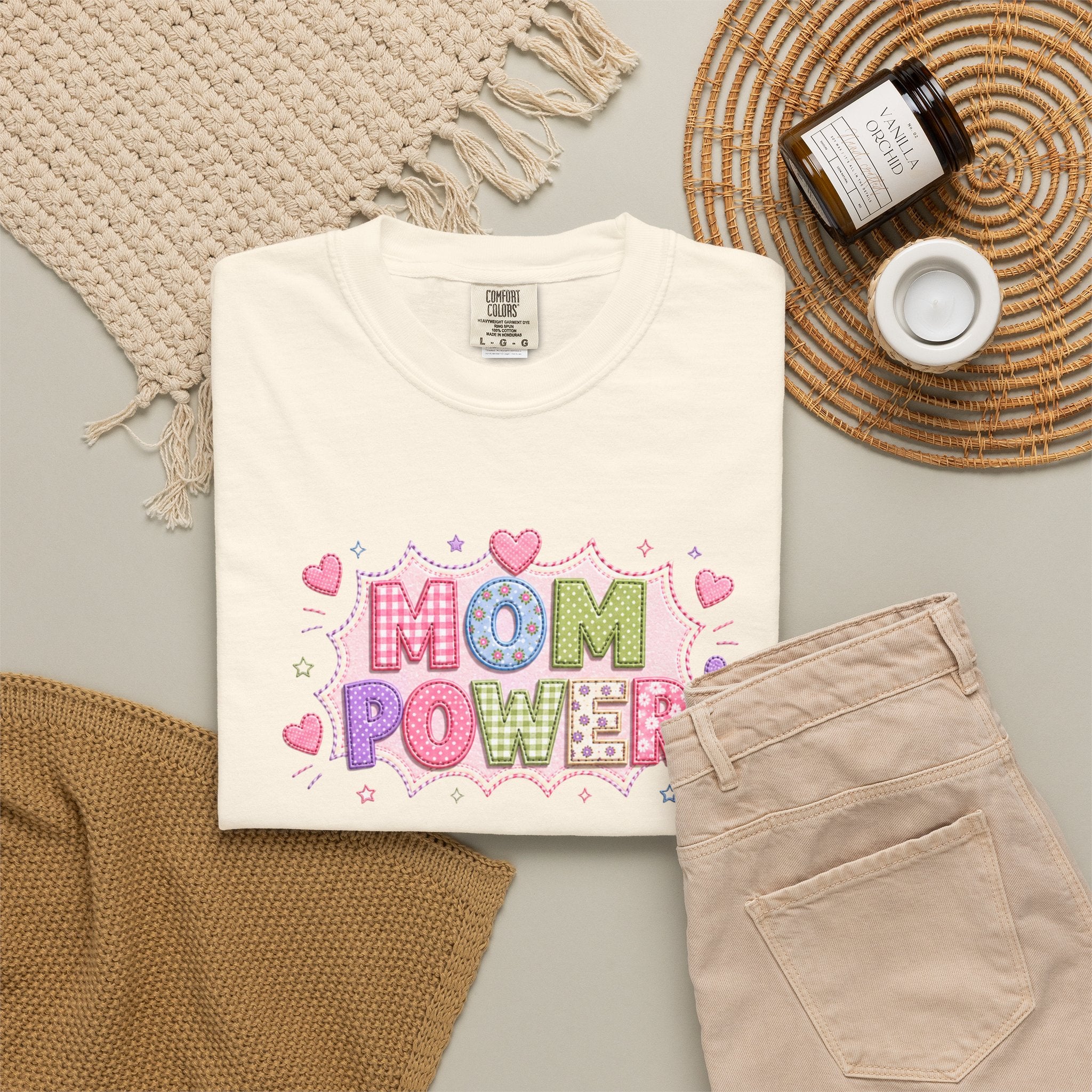 Mom Power T-Shirt — Cute Pastel Heart Mother's Day Tee