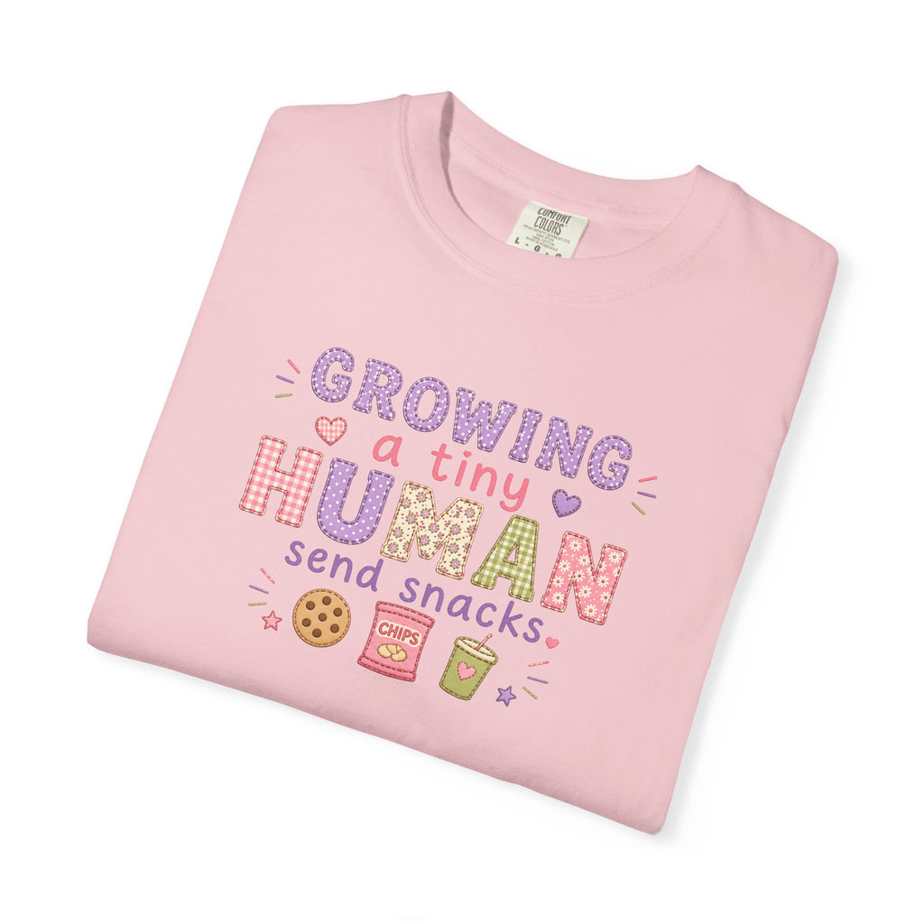 Growing a Tiny Human T-Shirt — "Growing a Tiny Human, Send Snacks" Maternity Tee