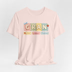 Gran Retro Patch Tee — Personalized 'Gran' Name Blocks Short Sleeve Shirt