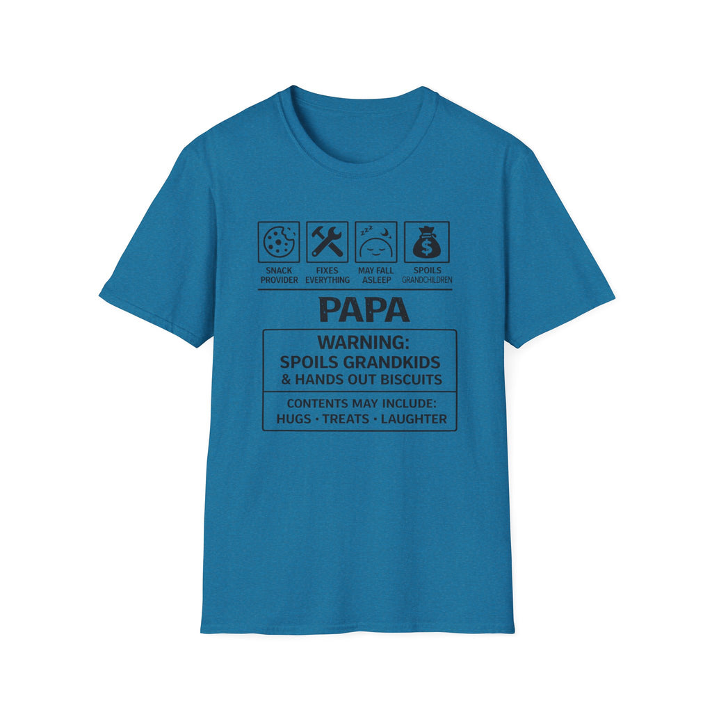 Papa Warning T-Shirt — Funny Grandpa Gift, 'Spoils Grandkids & Hands Out Biscuits' Tee