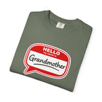 Hello My Name Is Grandmother T-Shirt - Retro Name Badge Tee for Moms & Grandmas