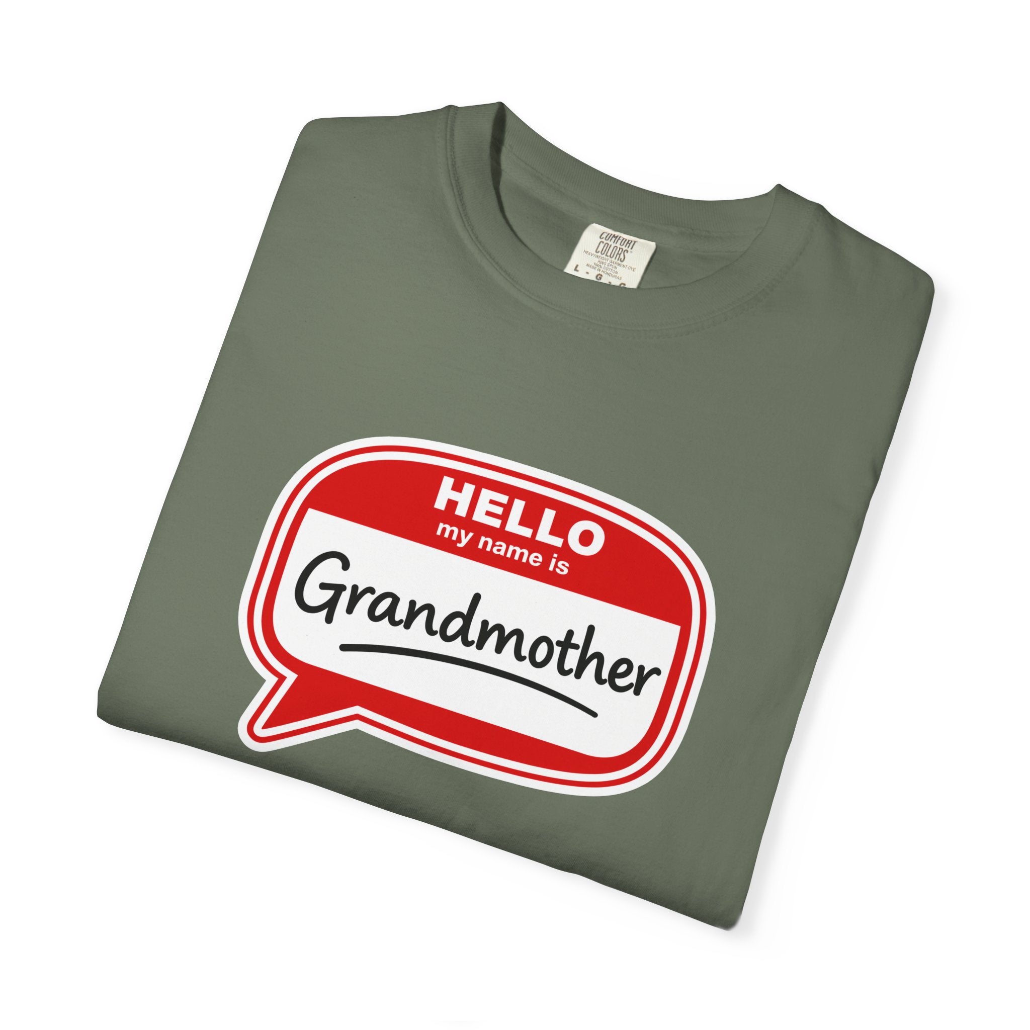 Hello My Name Is Grandmother T-Shirt - Retro Name Badge Tee for Moms & Grandmas