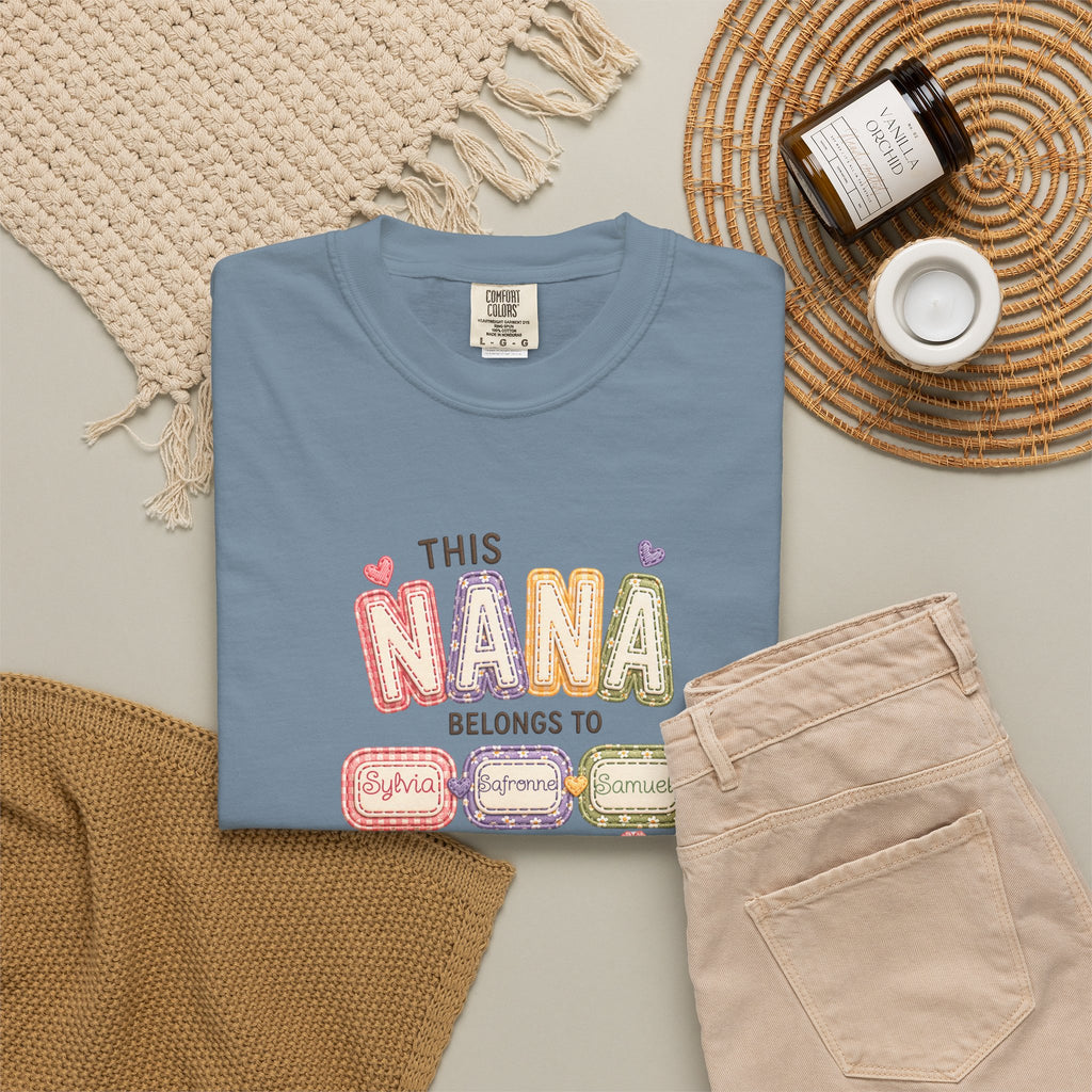 Nana Family Name T-Shirt — "This Nana Belongs To" Floral Grandma Gift