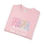 Nana Pastel Rainbow Tee — 'NANA' Floral Outline Grandma T-Shirt