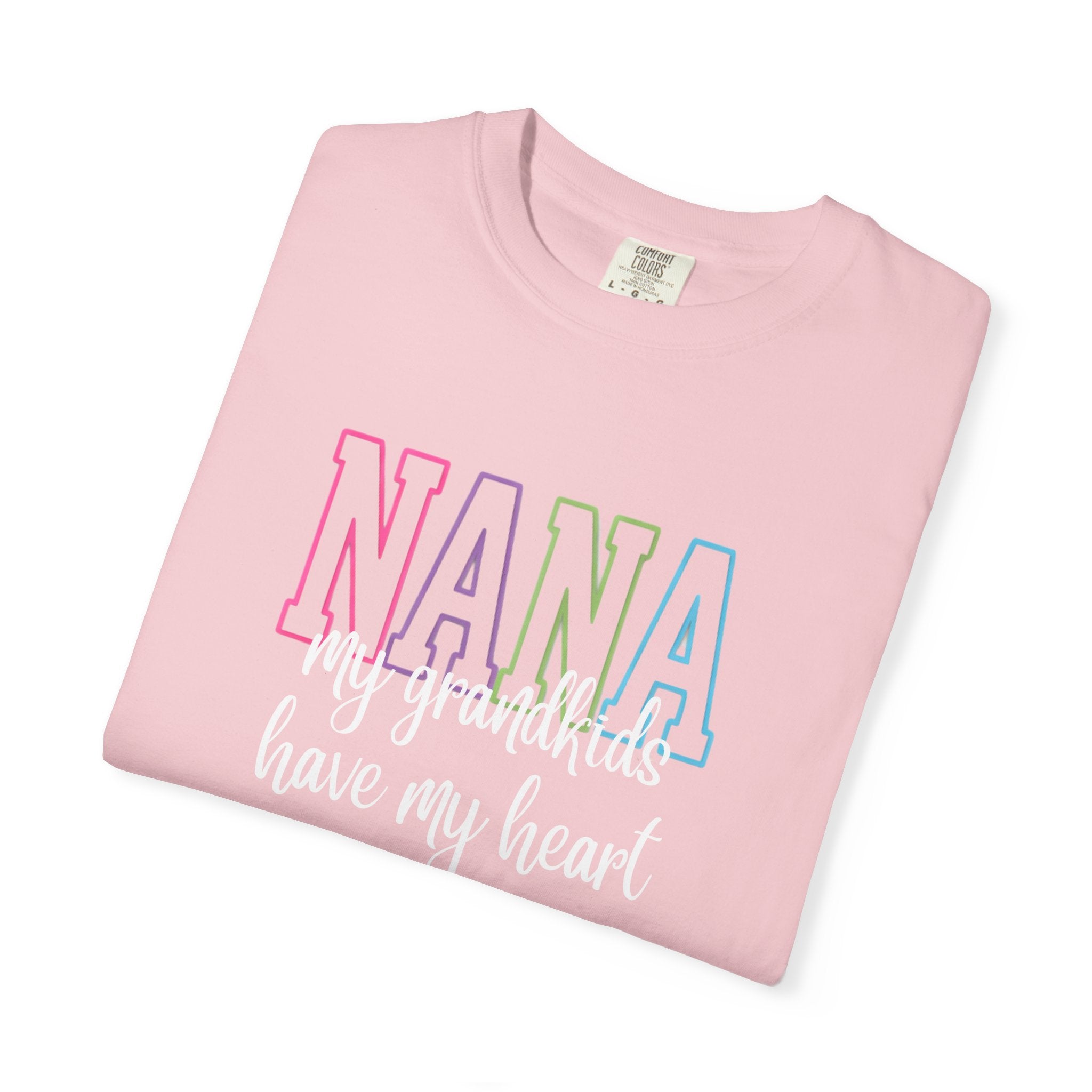 Nana Pastel Rainbow Tee — 'NANA' Floral Outline Grandma T-Shirt