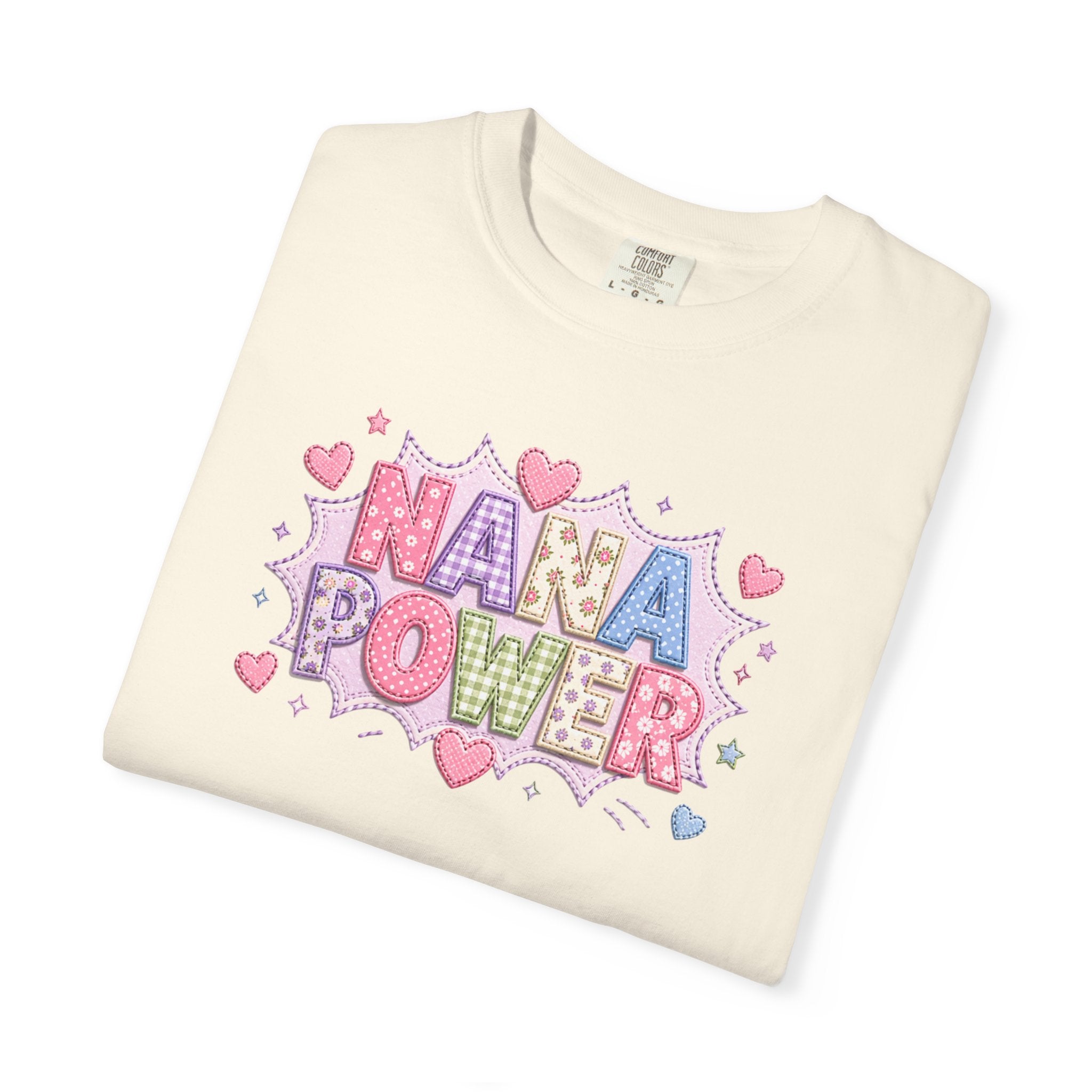 Nana Power T-Shirt — Playful Retro Heart Graphic for Grandmother Gifts