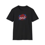 Super Dad T-Shirt – Union Jack Flag pattern Retro Comic Father’s Day Tee