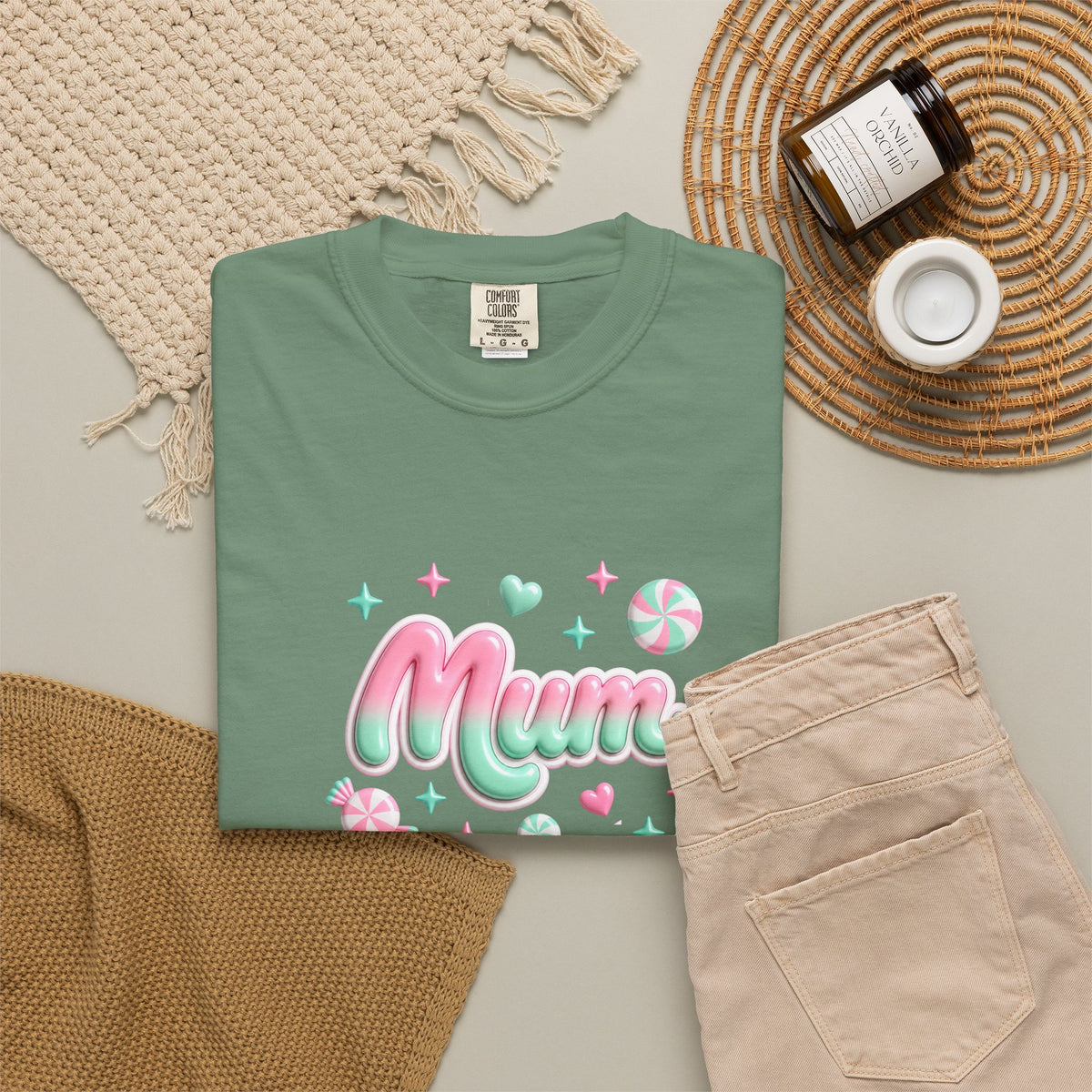 Mum Pastel Candy Script T-Shirt