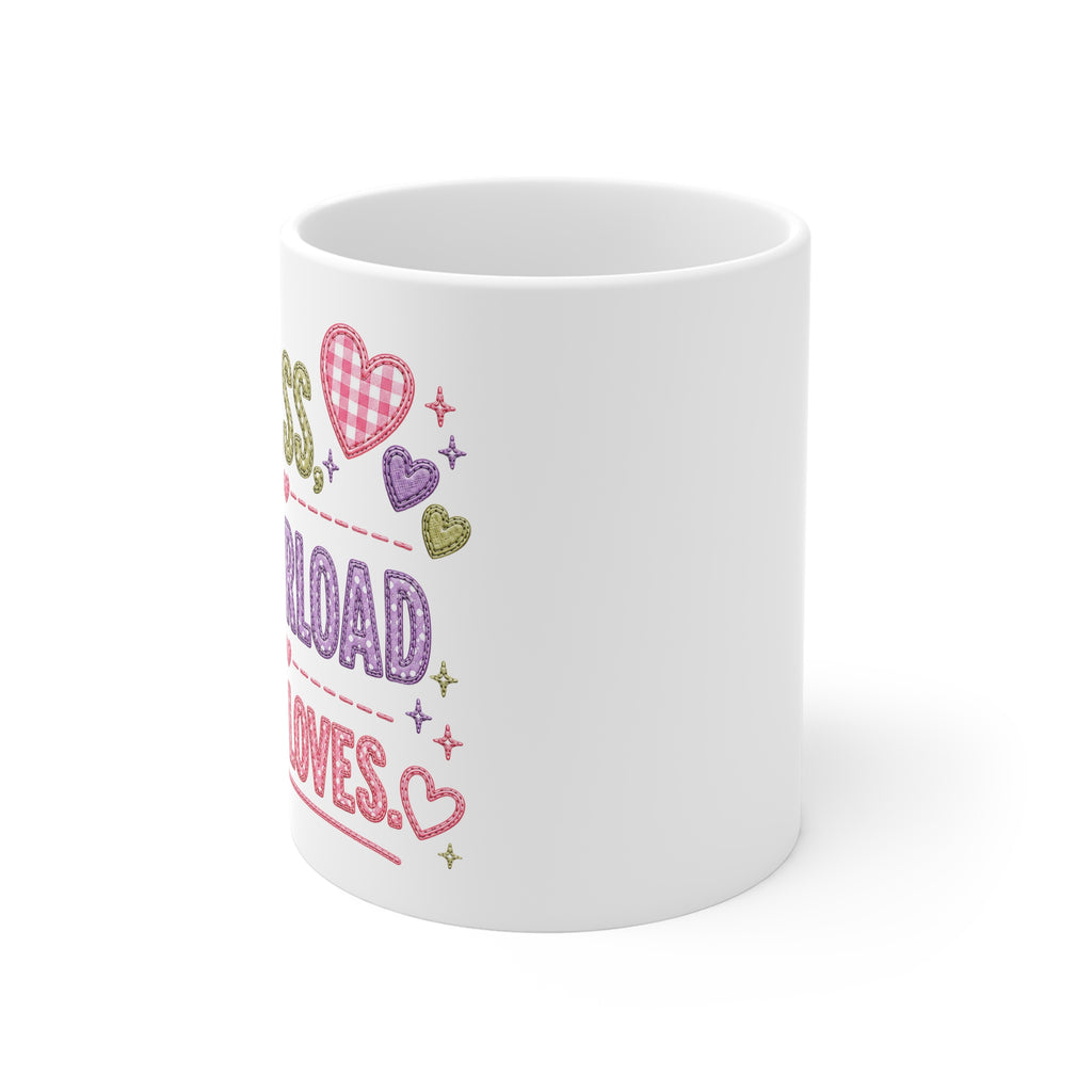 Mug — 'M.O.M. Mess, Overload, My Loves' Cute Heart Mom Coffee Cup