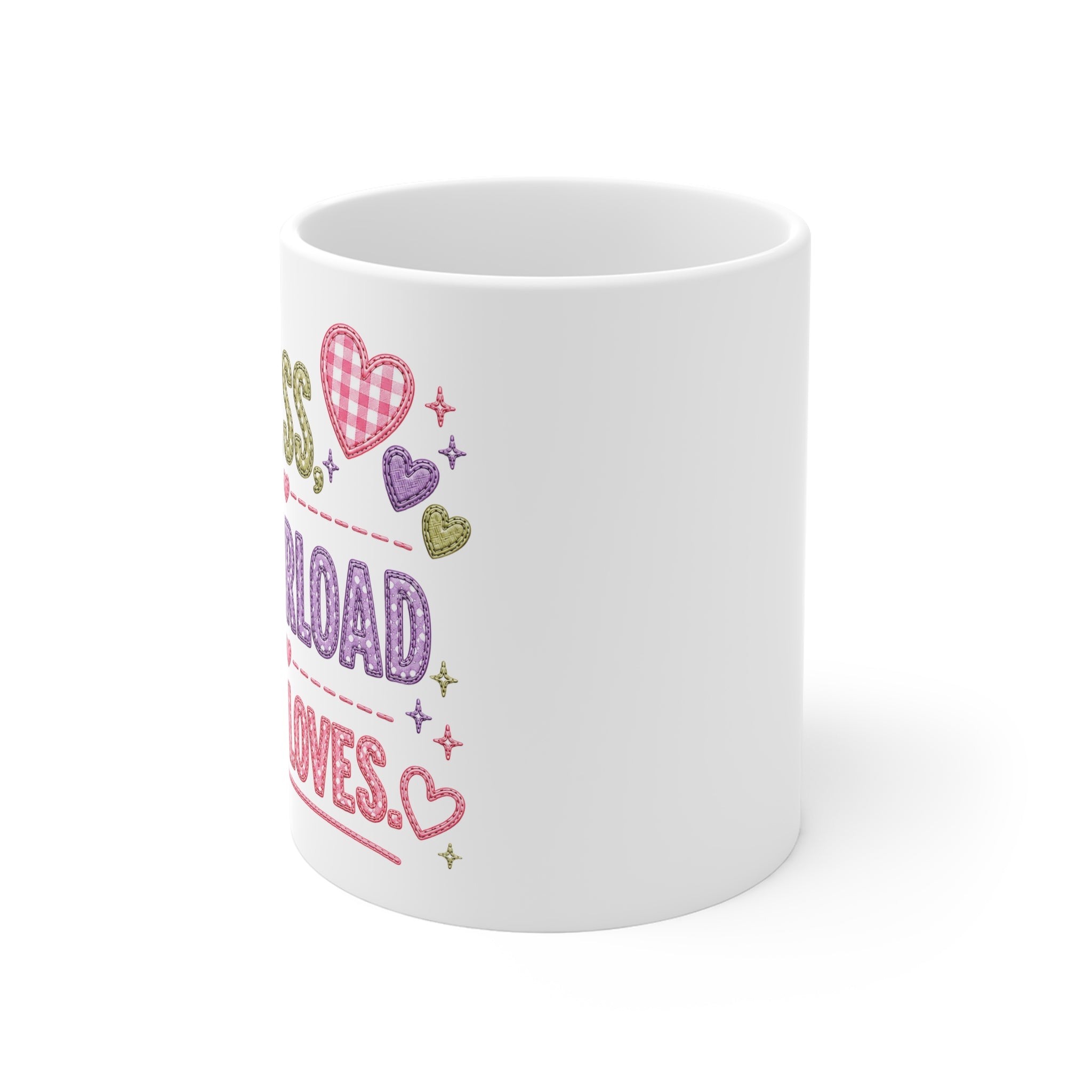 Mug — 'M.O.M. Mess, Overload, My Loves' Cute Heart Mom Coffee Cup