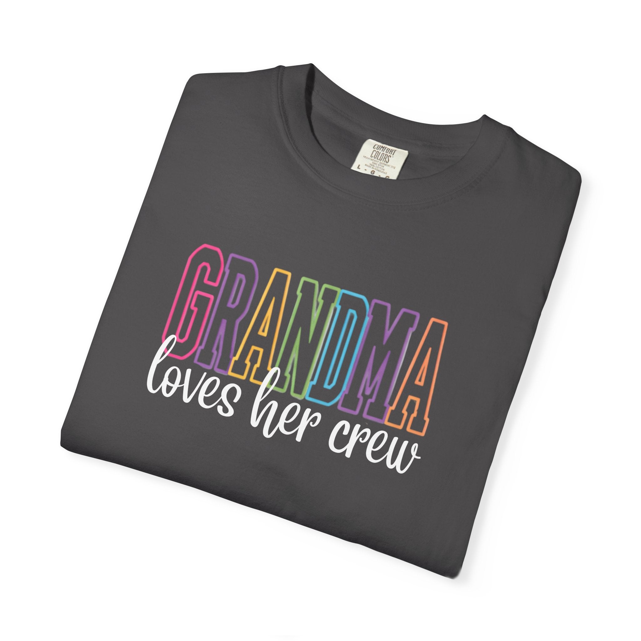 Grandma Loves Her Crew T-Shirt — Pastel Rainbow Grandma Gift