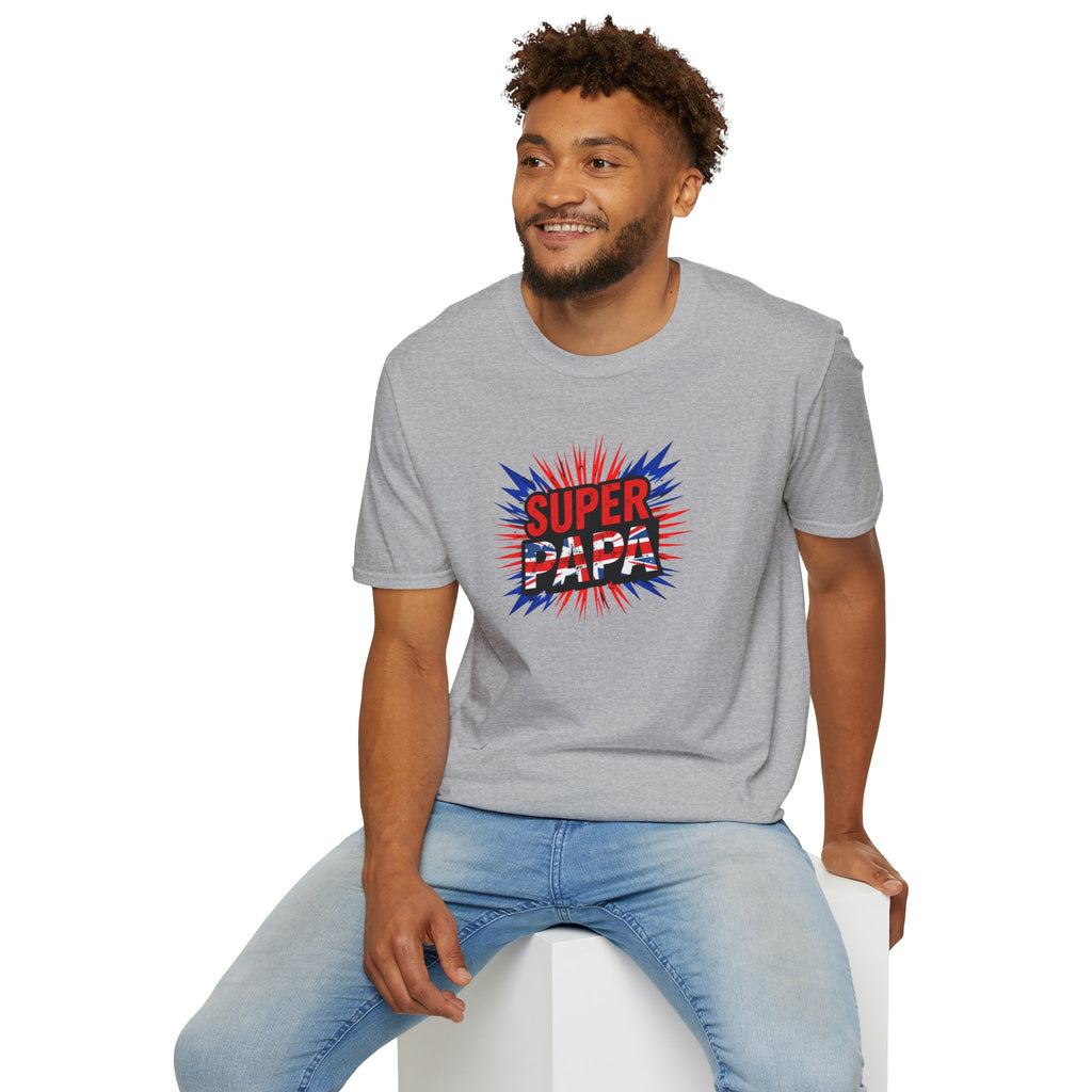 T-Shirt — "Super Papa" Union Jack/England themed Retro Comic Dad Shirt (Father's Day Gift)