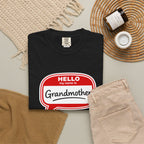 Hello My Name Is Grandmother T-Shirt - Retro Name Badge Tee for Moms & Grandmas