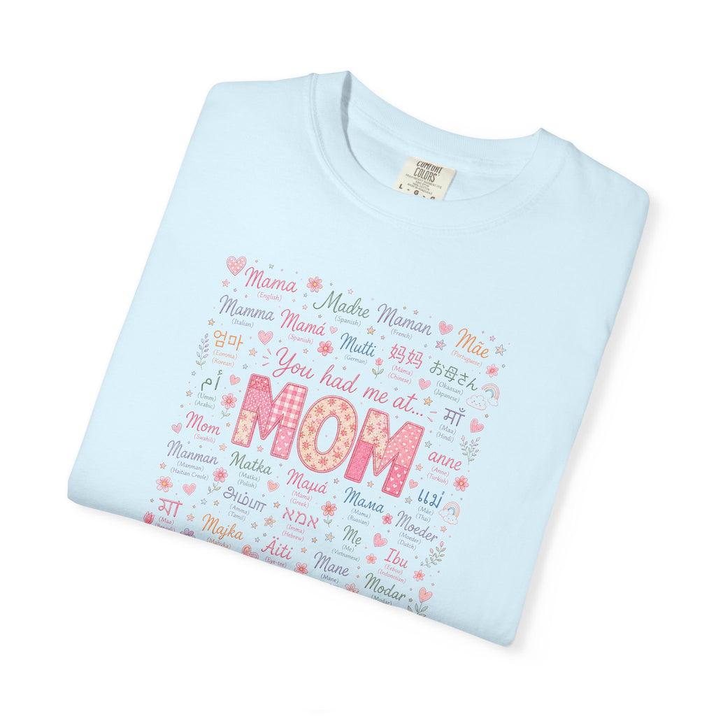 Mom Hearts Graphic T-Shirt — Cute Pink 'You had me at MOM' Mother's Day Tee