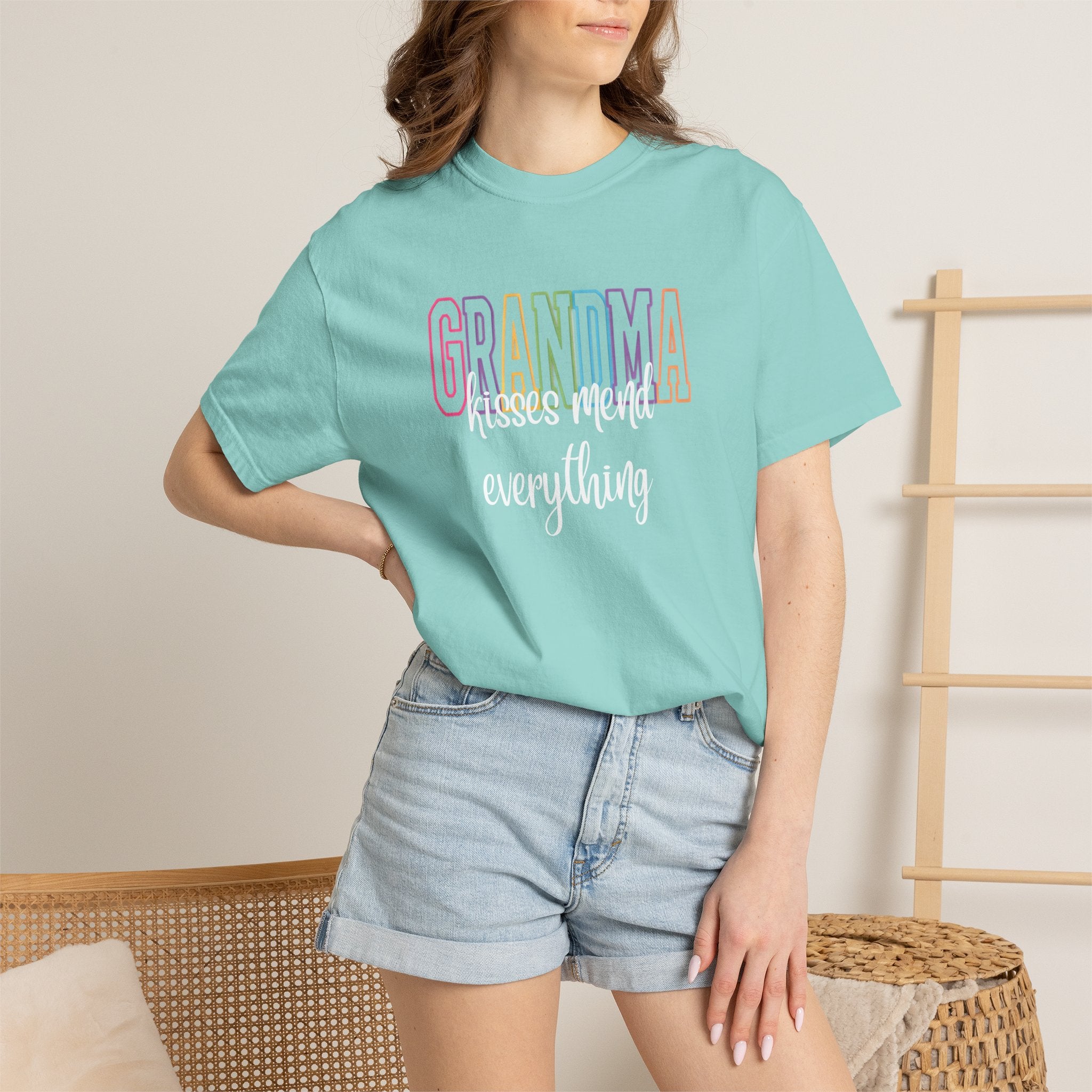 Grandma Pastel Rainbow T-Shirt — Retro Block Letter Grandma Tee