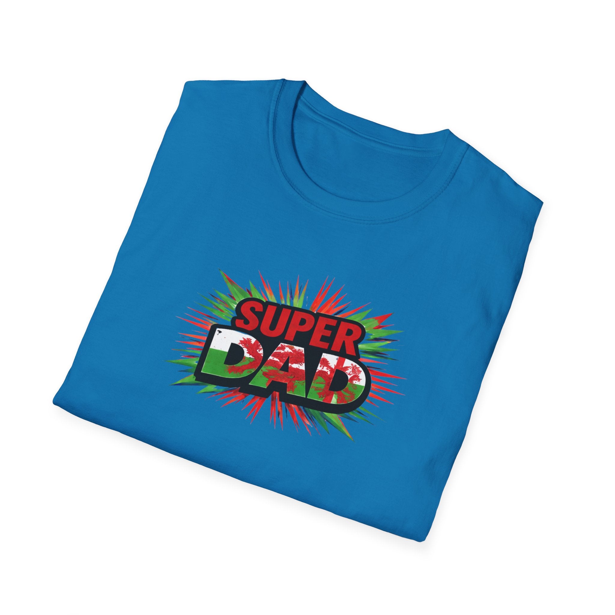 Super Dad Graphic T-Shirt — Wales Flag themed Retro Comic Father's Day Tee
