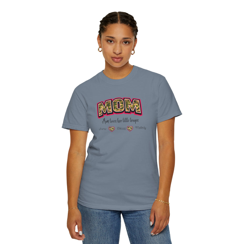 Mom Camo Graphic T-Shirt — "MOM Most Loved Her Little People" Floral Heart Tee