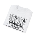 Grandad Warning T-Shirt — 'Warning: Spoils Grandkids & Hands Out Biscuits' Funny Grandpa Shirt