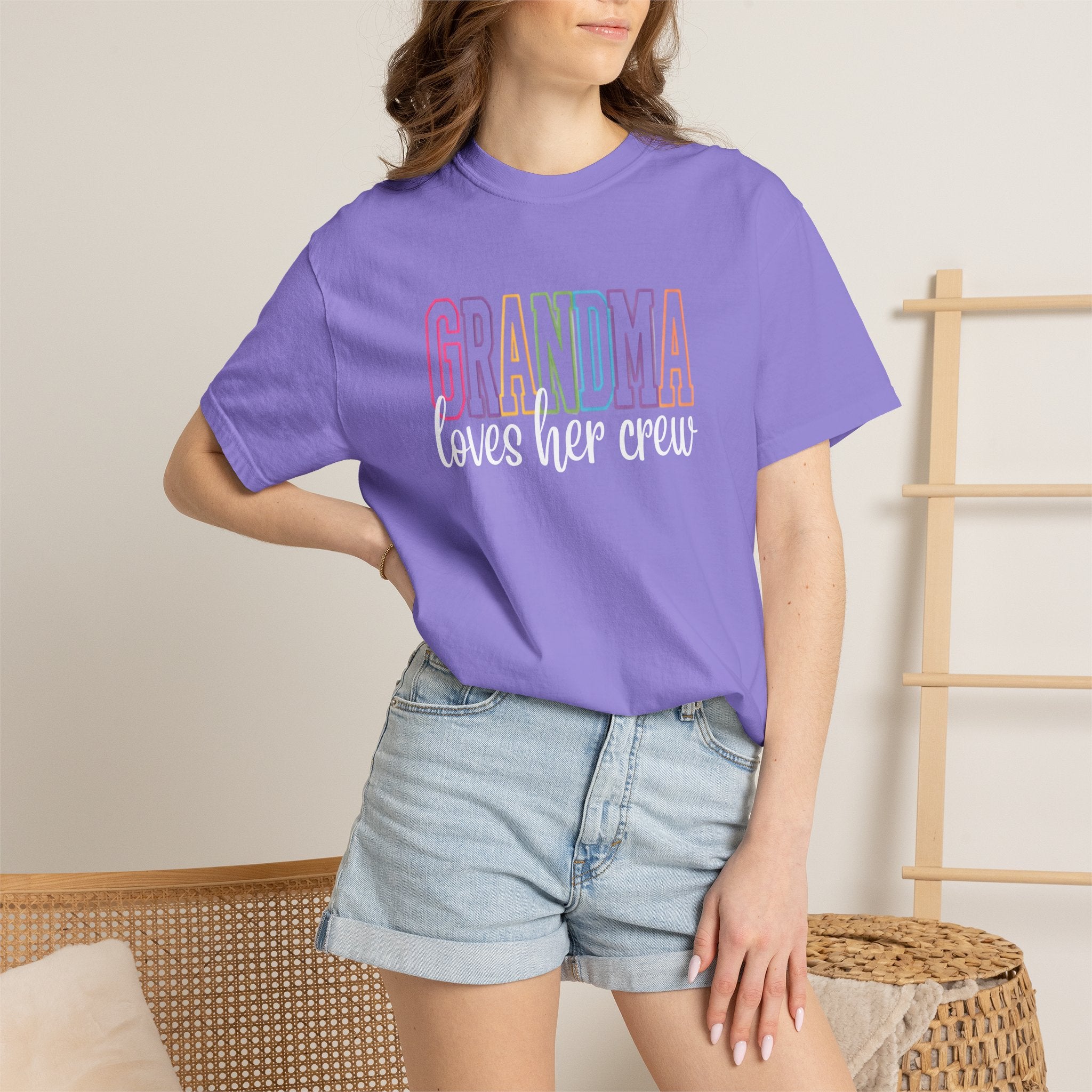 Grandma Pastel Rainbow T-Shirt — 'GRANDMA' Retro Lettering Tee