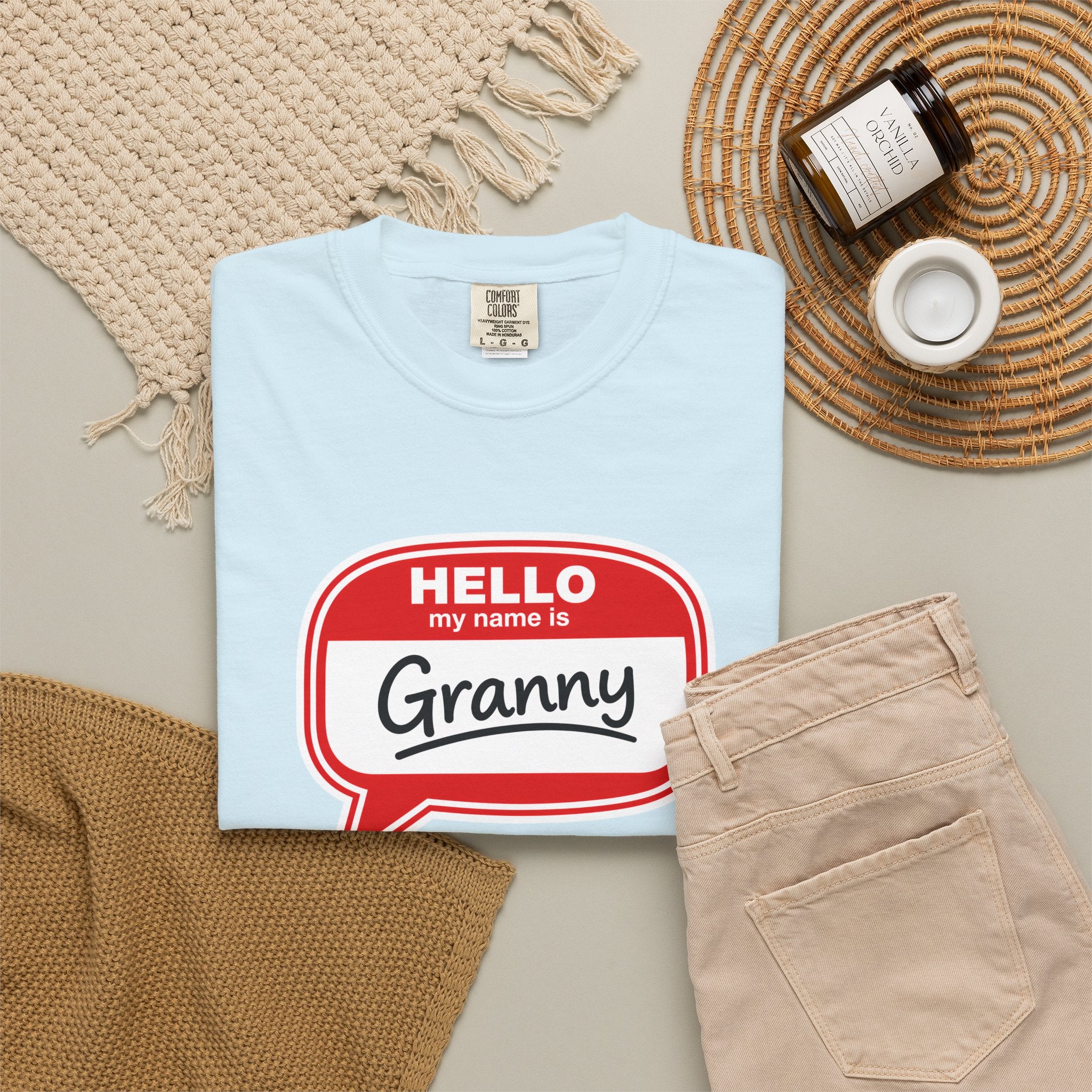 Hello My Name Is Granny T-Shirt - Funny Grandma Gift, Retro Name Badge Tee