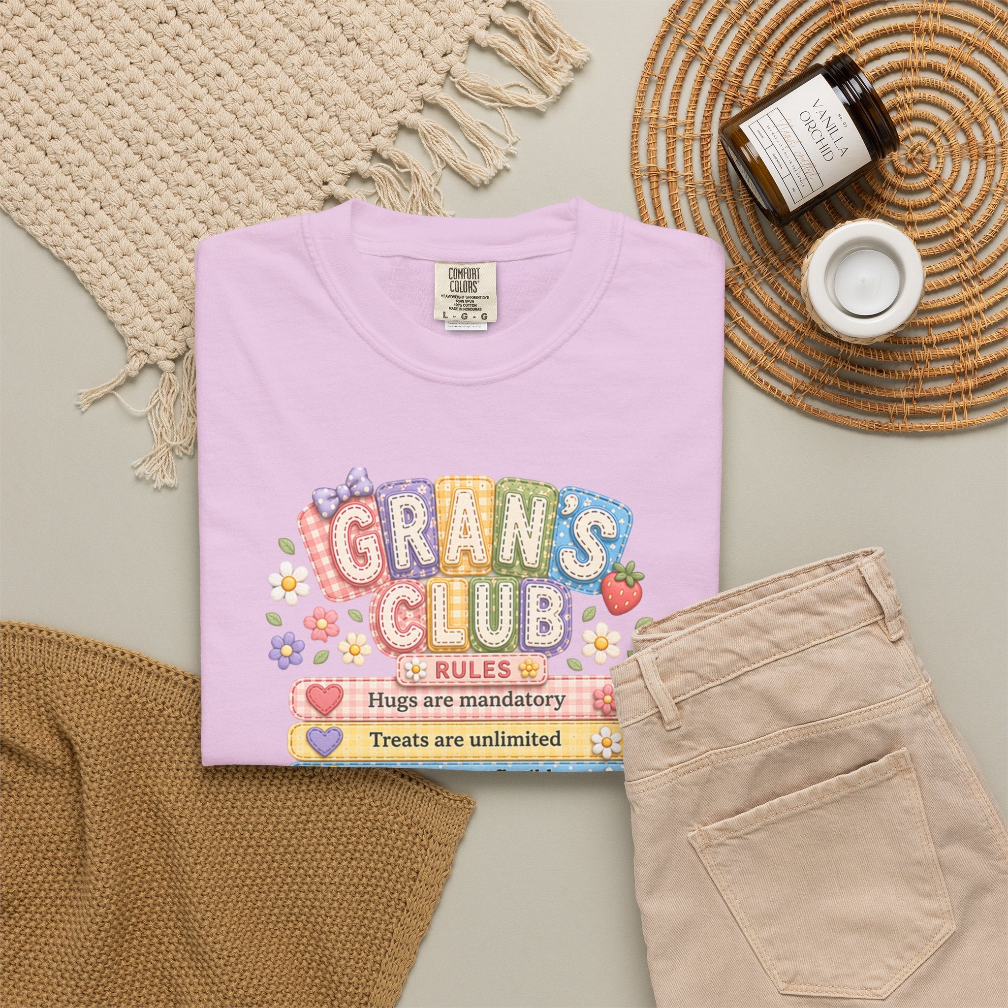 Grans Club Rules T-Shirt — Cute Floral Grandma Shirt, Funny Grandmother Gift for Mother's Day