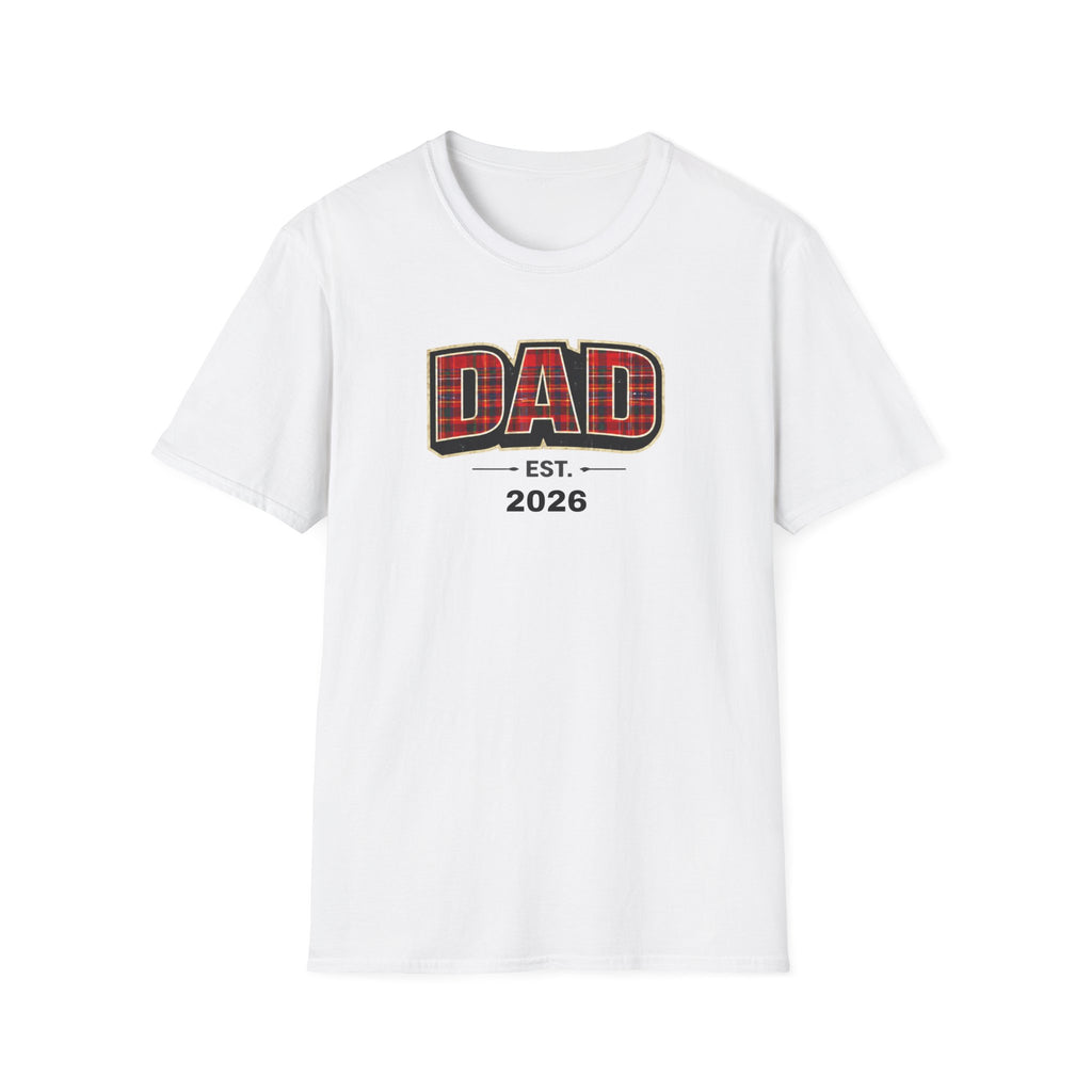 Dad Plaid Design T-Shirt — DAD Est. 2026 New Dad Gift
