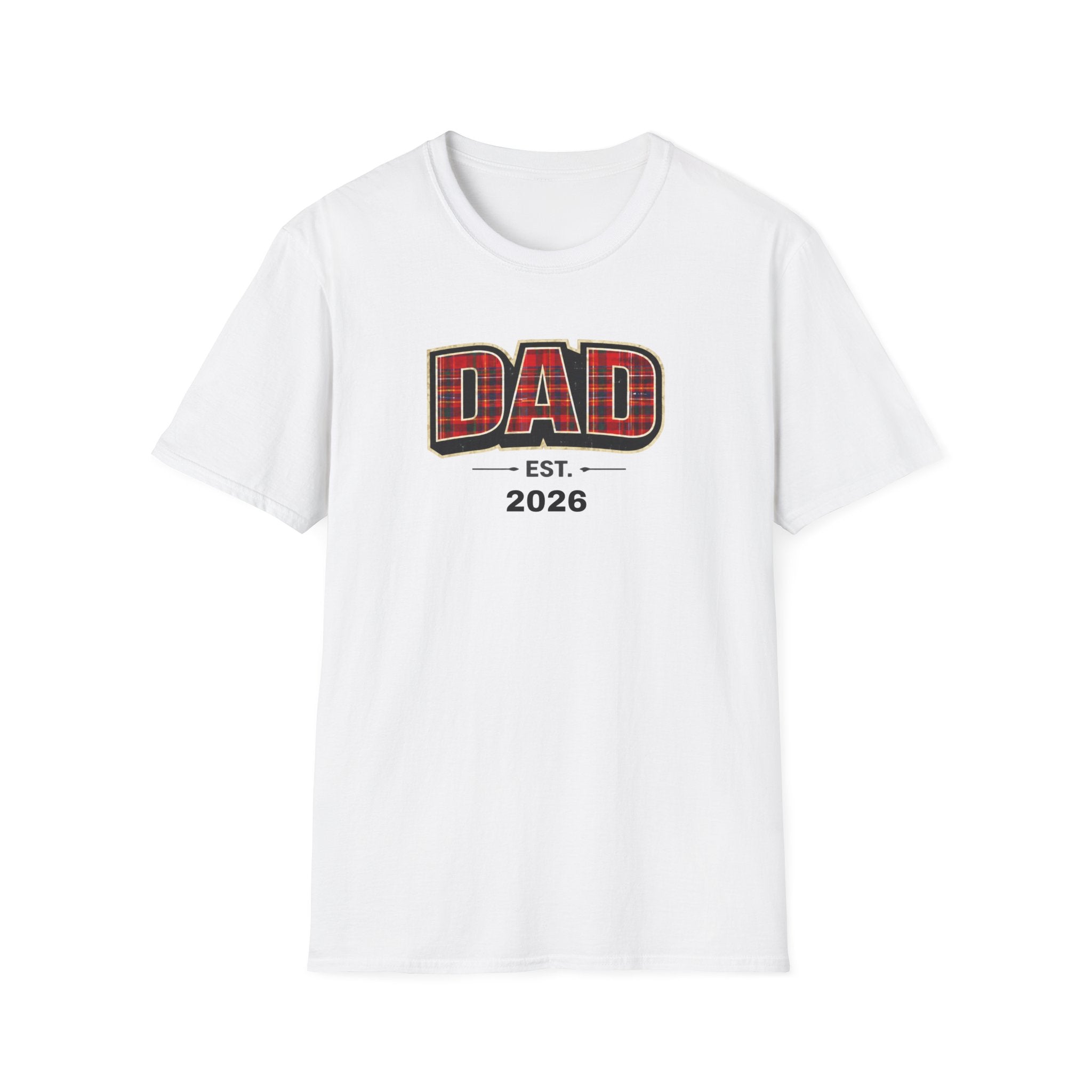 Dad Plaid Design T-Shirt — DAD Est. 2026 New Dad Gift