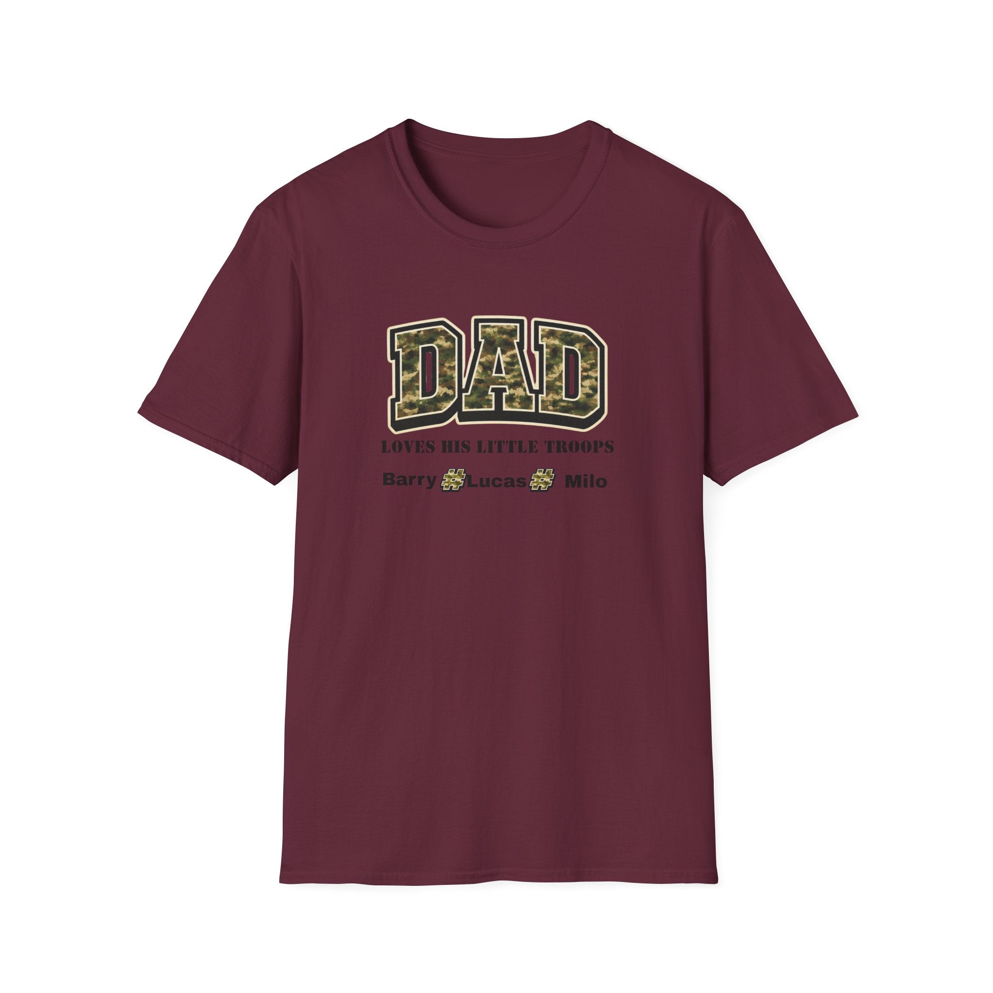 Dad Loves His Little Troops Camo T-Shirt — Personalized Kids' Names