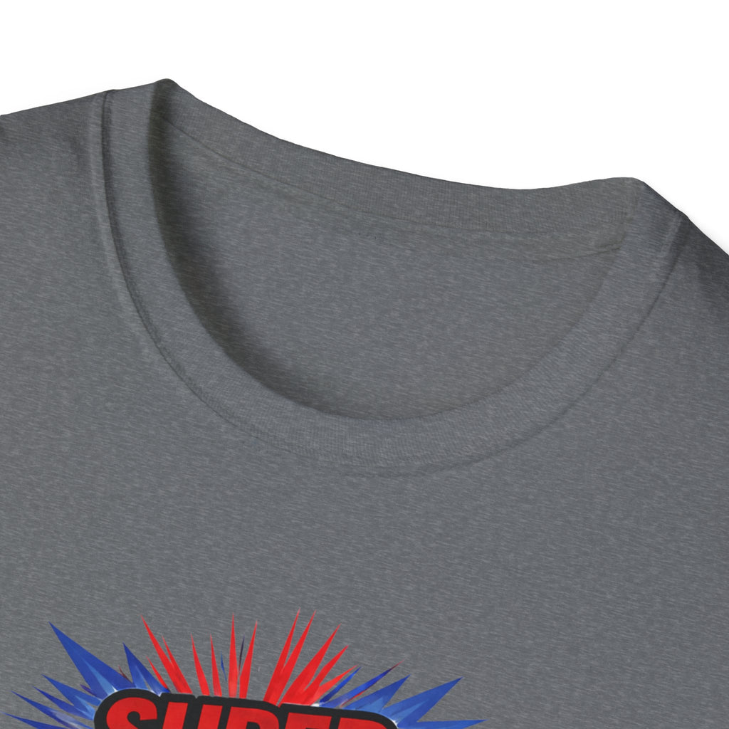 Super Dad T-Shirt – Union Jack Flag pattern Retro Comic Father’s Day Tee