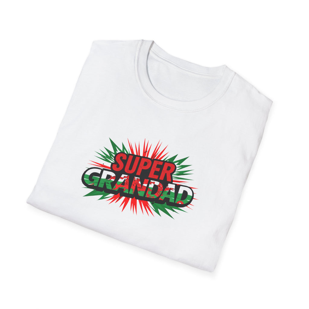 Super Grandad Welsh Flag/Wales themed T-Shirt — Retro Comic Style Father's Day Gift