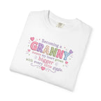 Becoming a Granny T-Shirt – Cute Grandma Shirt with "Becoming a Granny means my heart grows bigger with every little giggle" Design