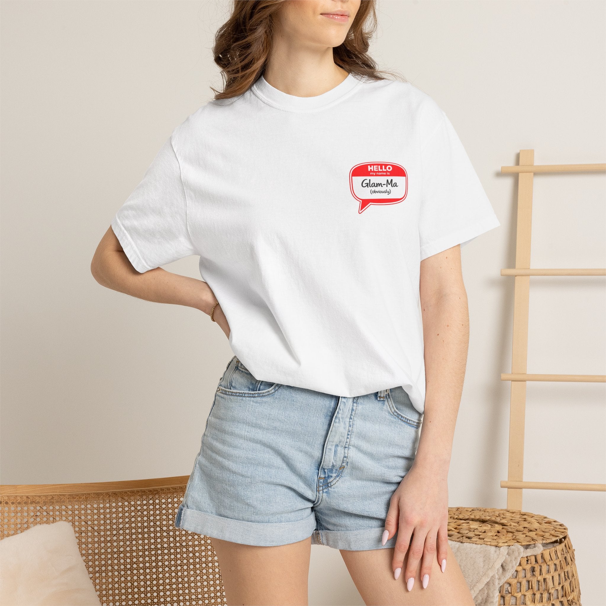 Hello, Classic Glam-Ma Badge T-Shirt