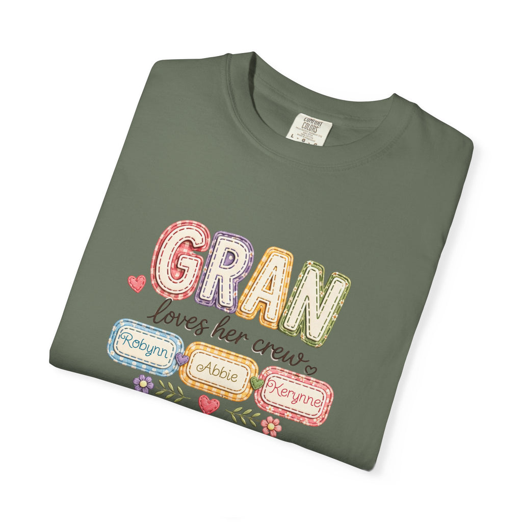 Gran Loves Her Crew T-Shirt — Personalized Grandma Family Names Tee