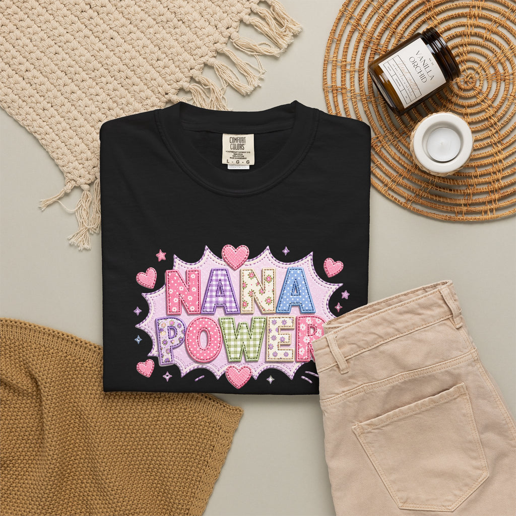 Nana Power T-Shirt — Playful Retro Heart Graphic for Grandmother Gifts