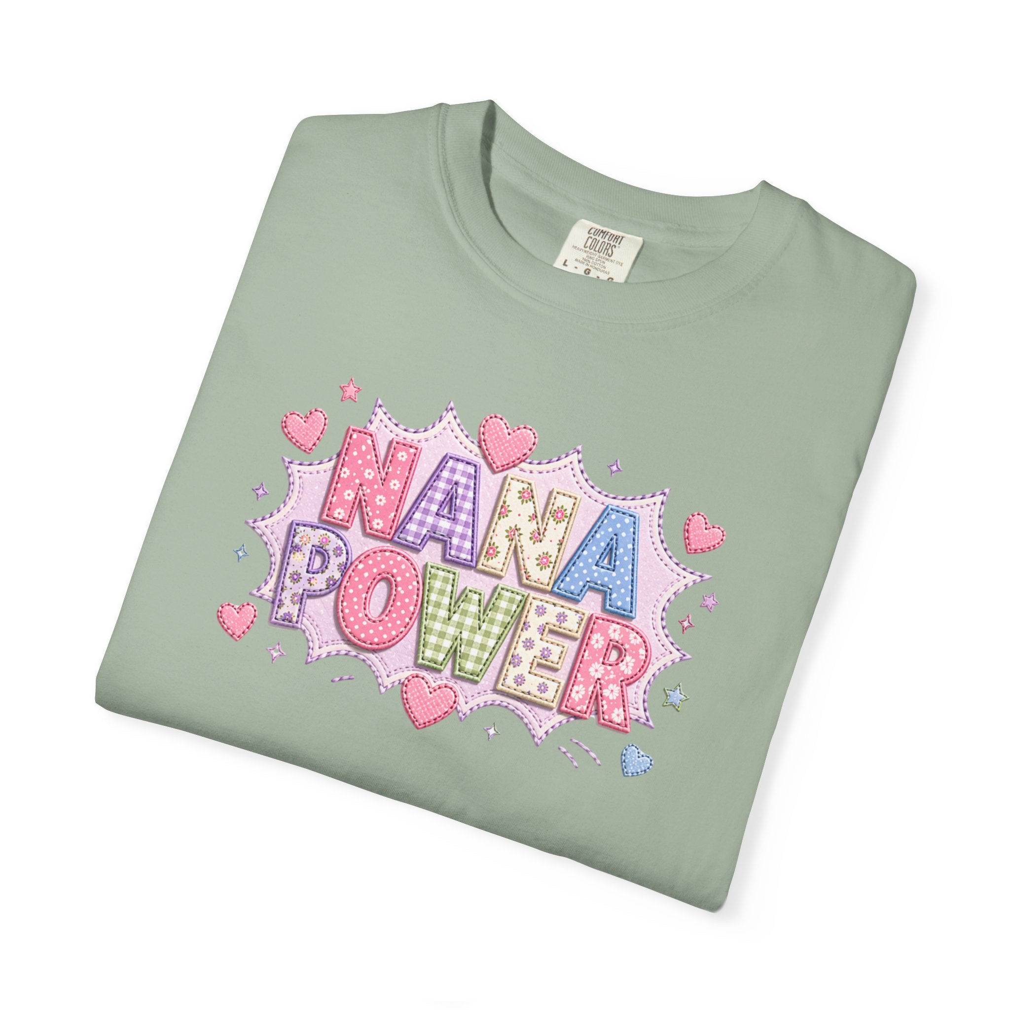 Nana Power T-Shirt — Playful Retro Heart Graphic for Grandmother Gifts